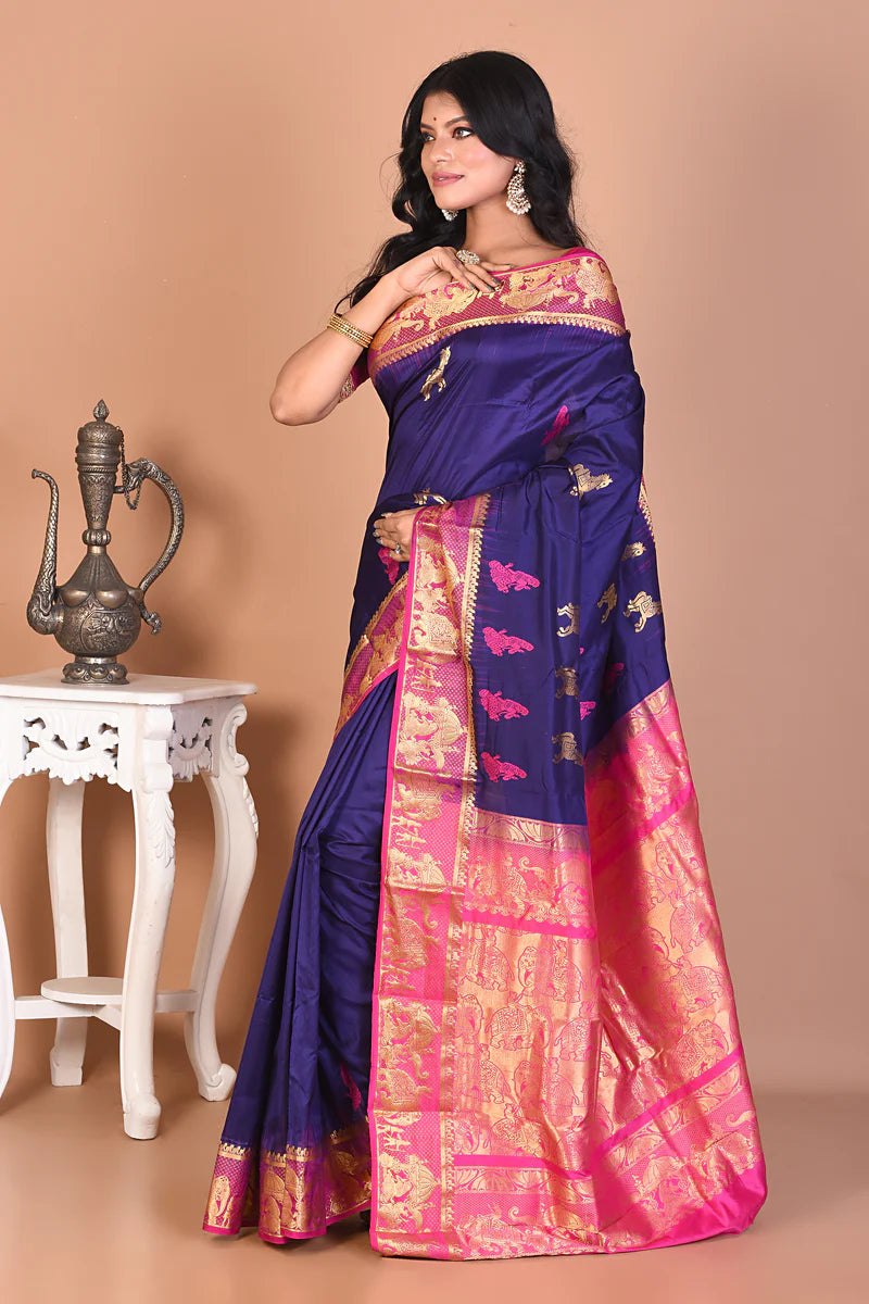 Gorgeous Deep Blue Kanjivaram Saree - Keya Seth Exclusive