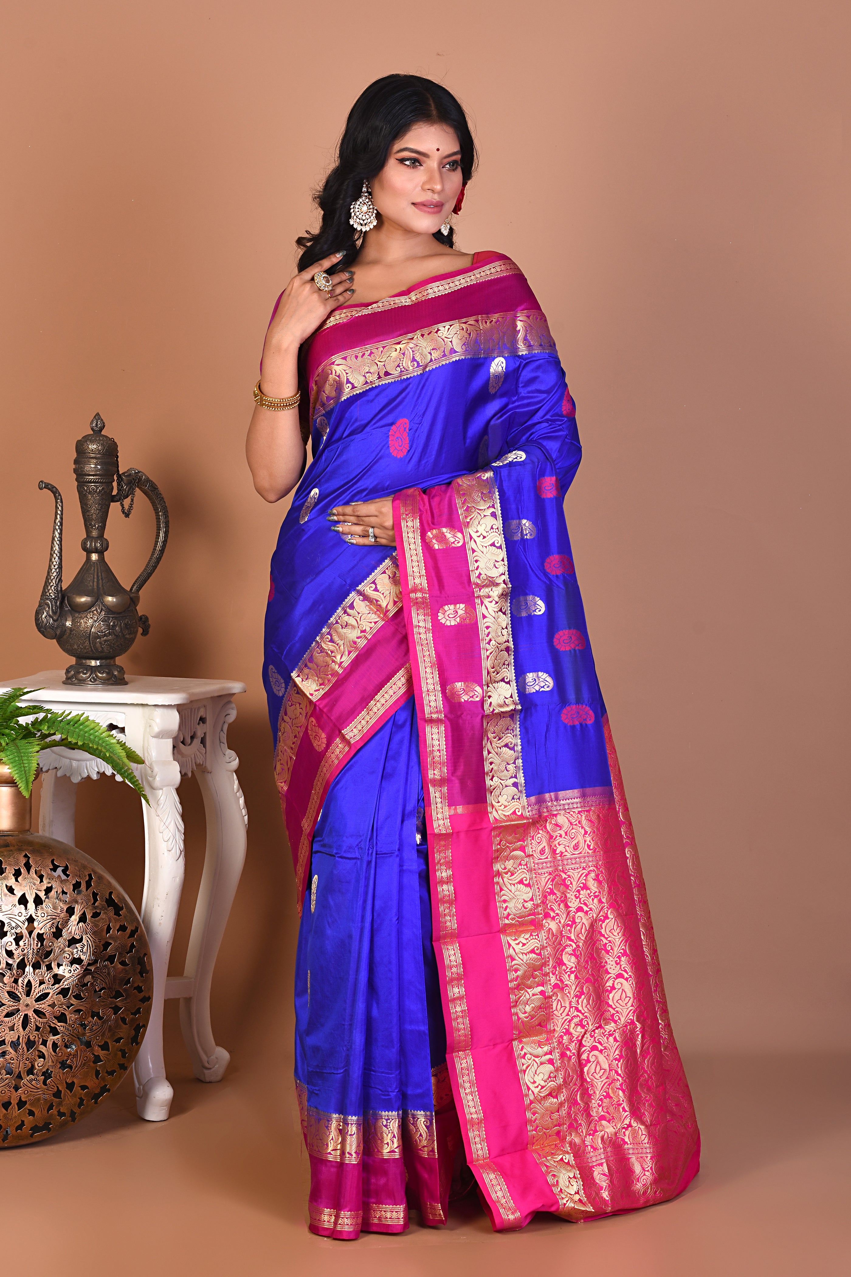 Elegant Royal Blue Kanjivaram Saree - Keya Seth Exclusive