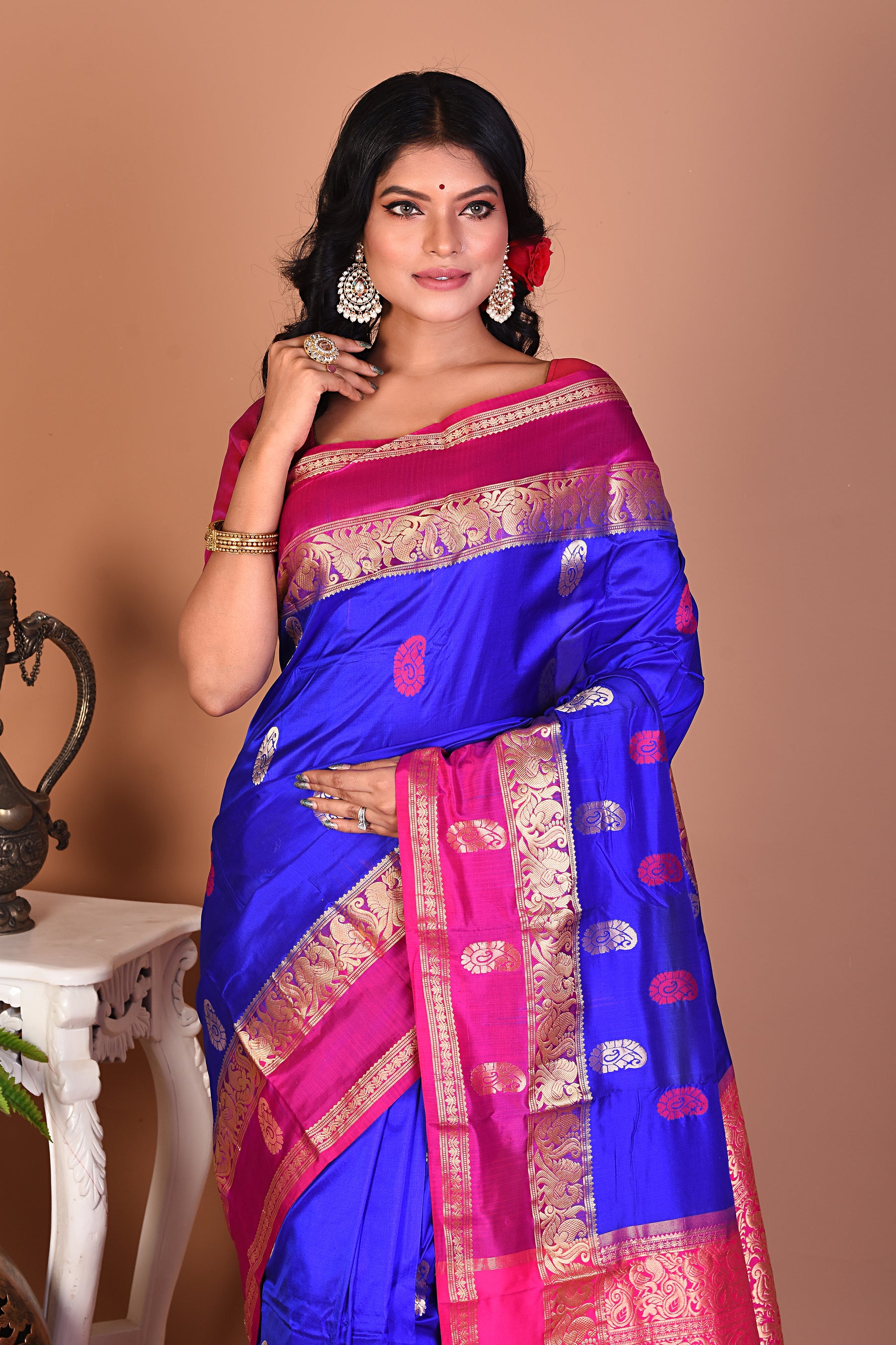 Elegant Royal Blue Kanjivaram Saree - Keya Seth Exclusive