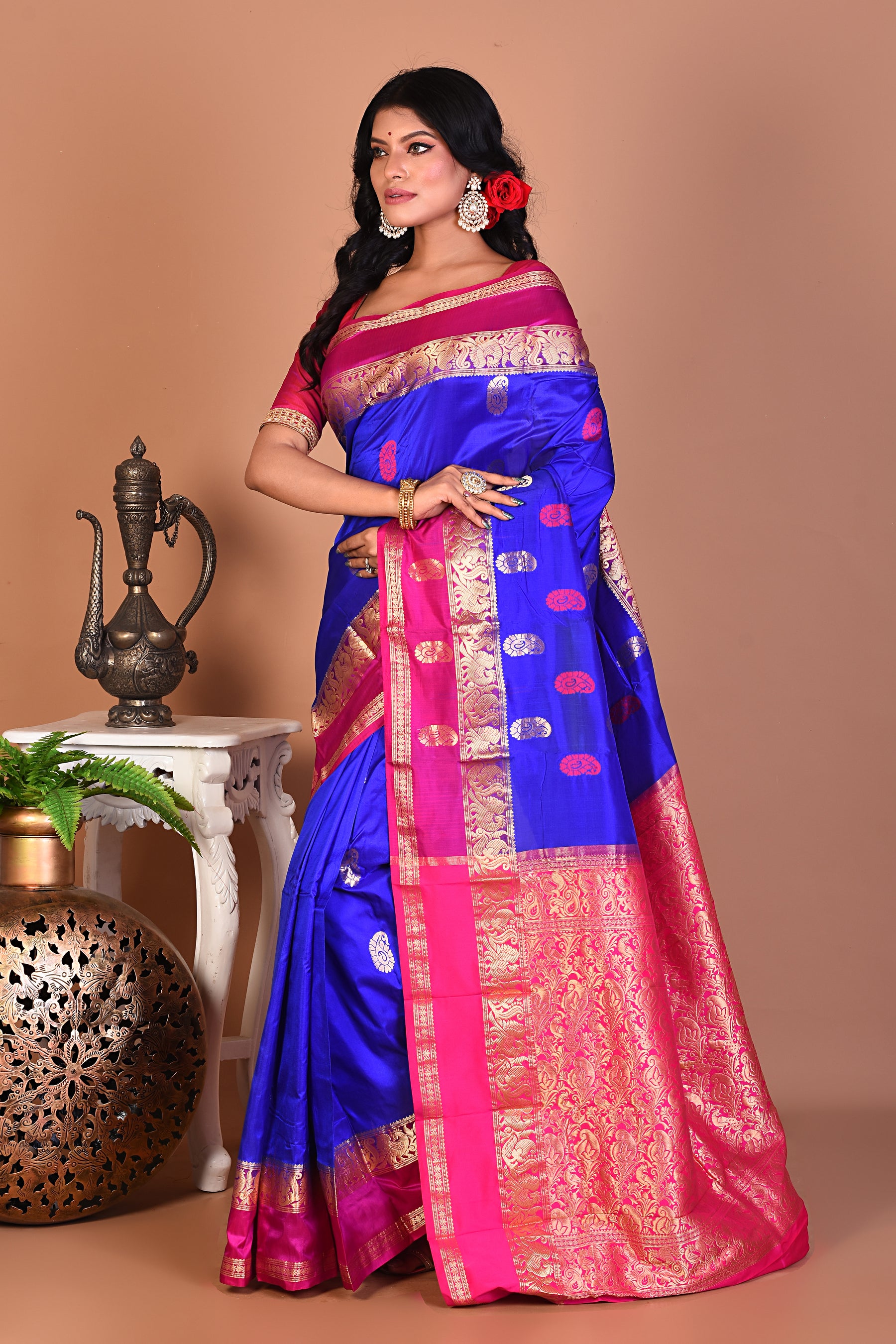 Elegant Royal Blue Kanjivaram Saree - Keya Seth Exclusive