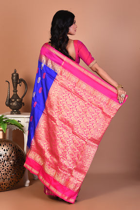 Elegant Royal Blue Kanjivaram Saree - Keya Seth Exclusive