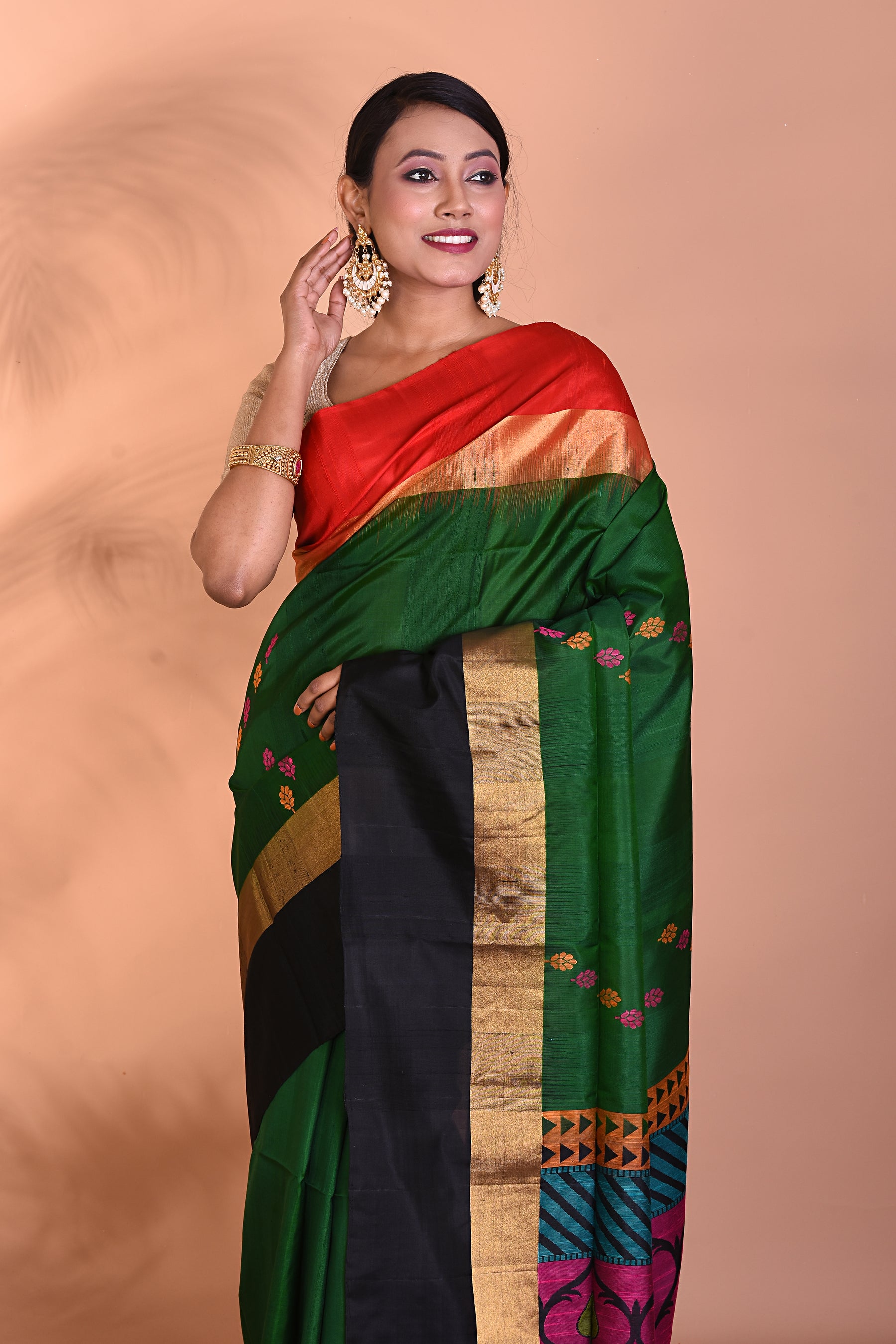 Pure Green Katan Silk Saree - Keya Seth Exclusive