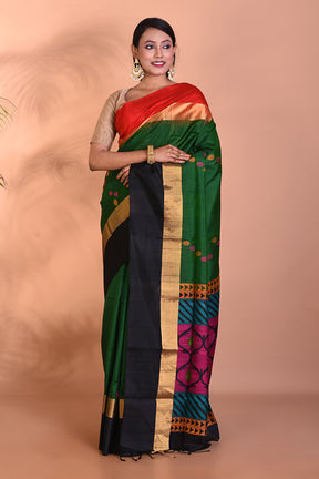 Pure Green Katan Silk Saree - Keya Seth Exclusive