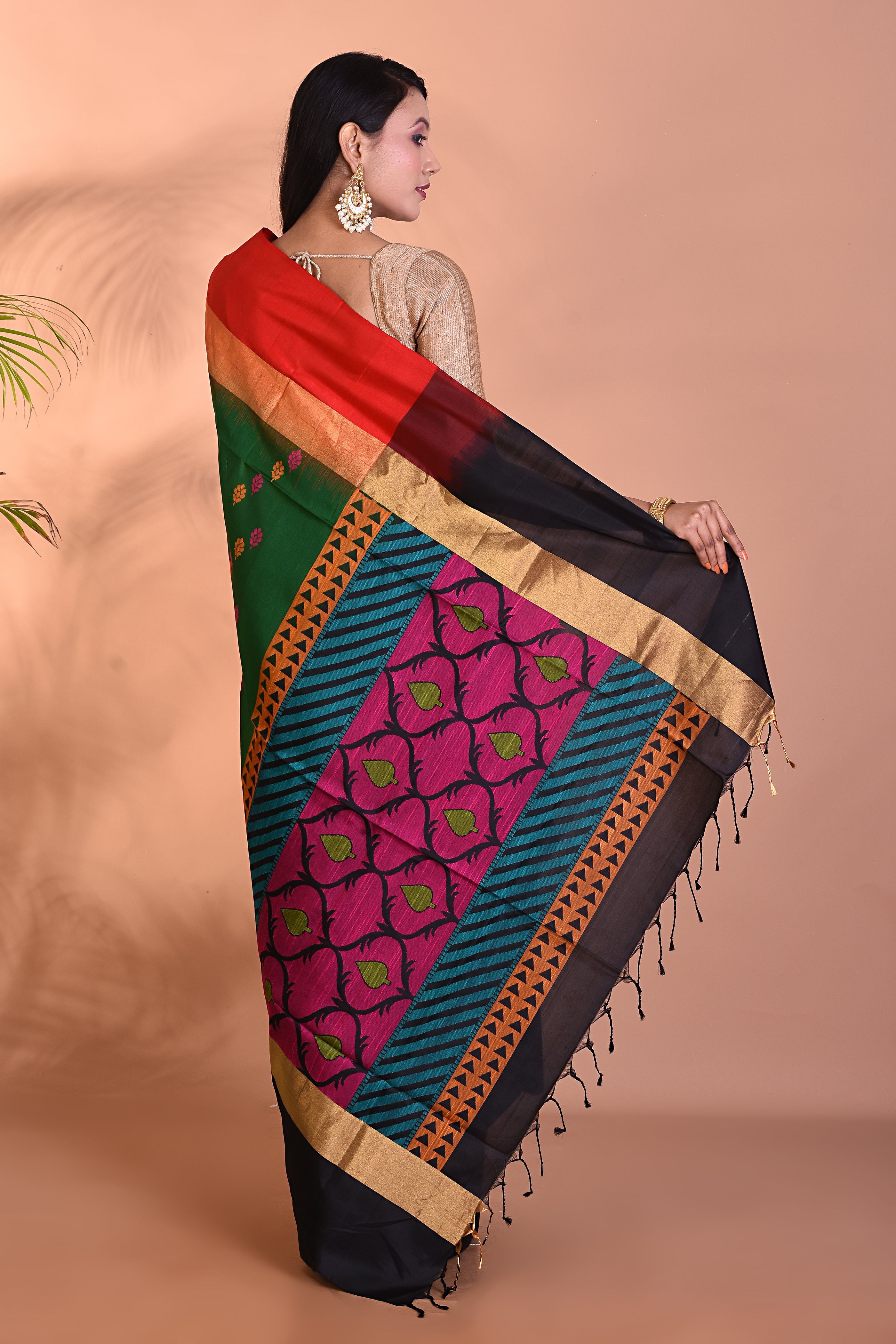 Pure Green Katan Silk Saree - Keya Seth Exclusive