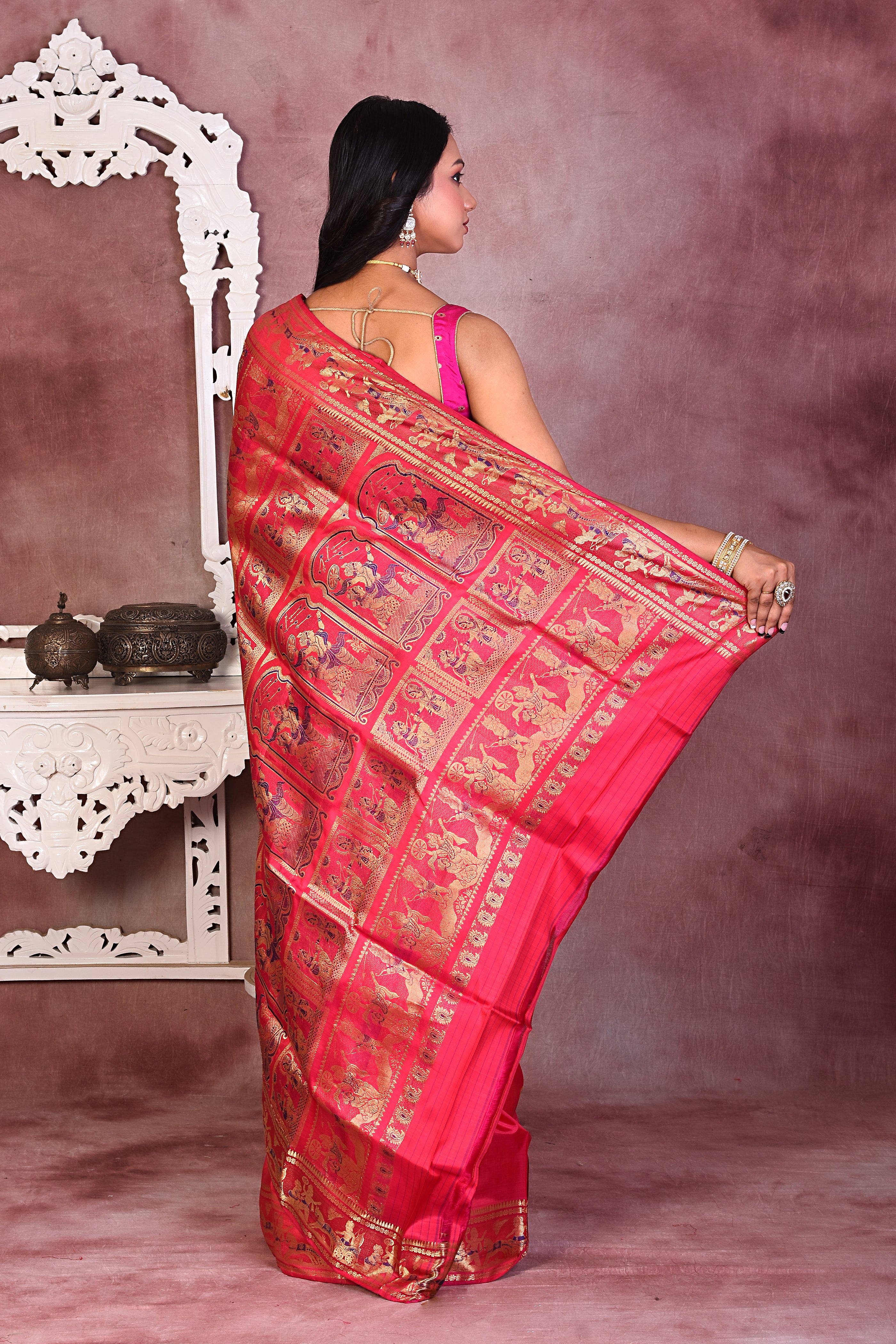 Elegant Pink Pure Baluchari Saree - Keya Seth Exclusive