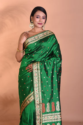 Pure Green Assam Silk Saree - Keya Seth Exclusive