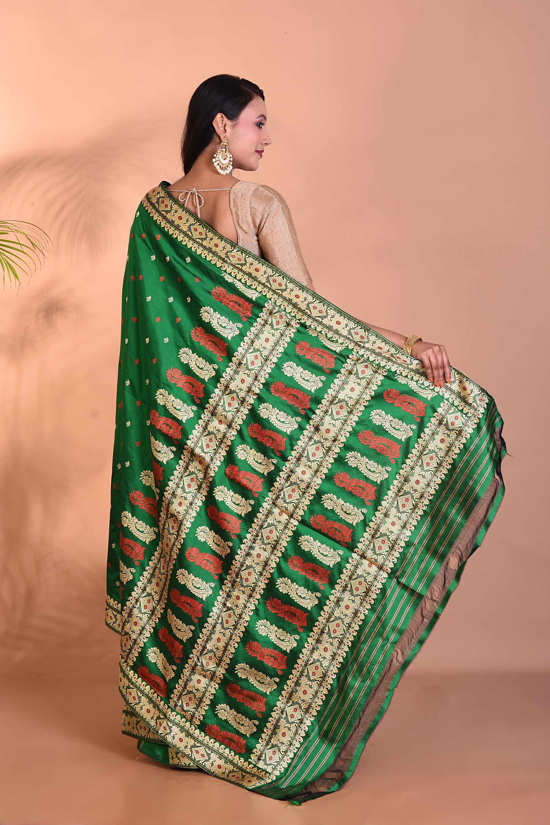 Pure Green Assam Silk Saree - Keya Seth Exclusive