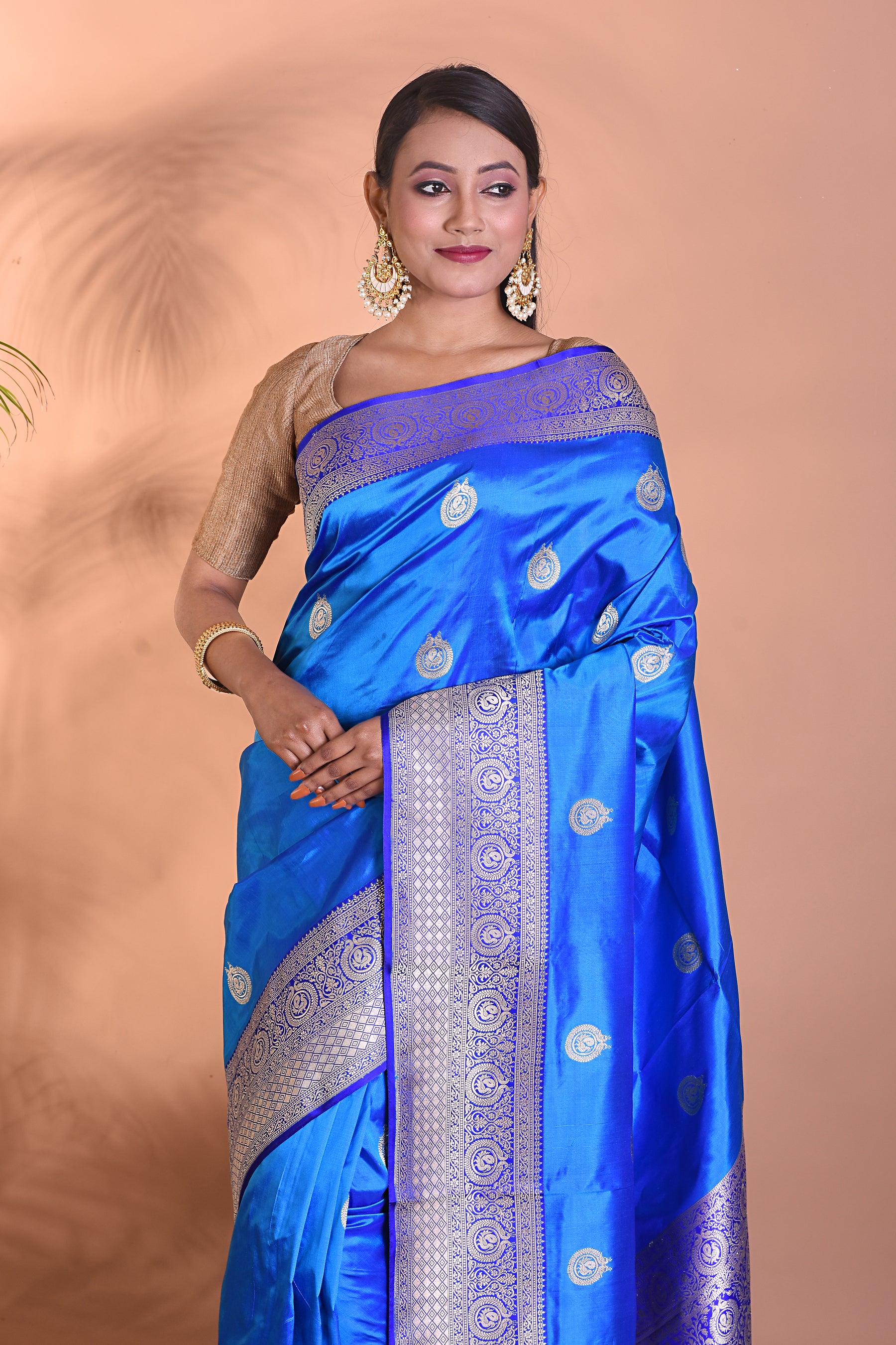 Pure Blue Katan Silk Saree - Keya Seth Exclusive