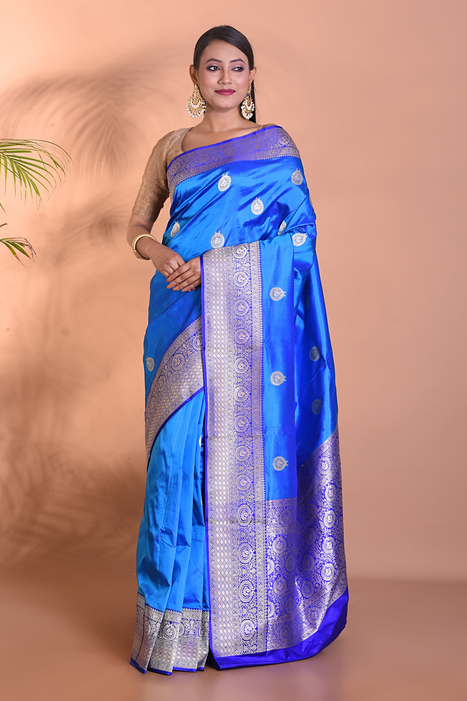 Pure Blue Katan Silk Saree - Keya Seth Exclusive