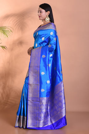 Pure Blue Katan Silk Saree - Keya Seth Exclusive