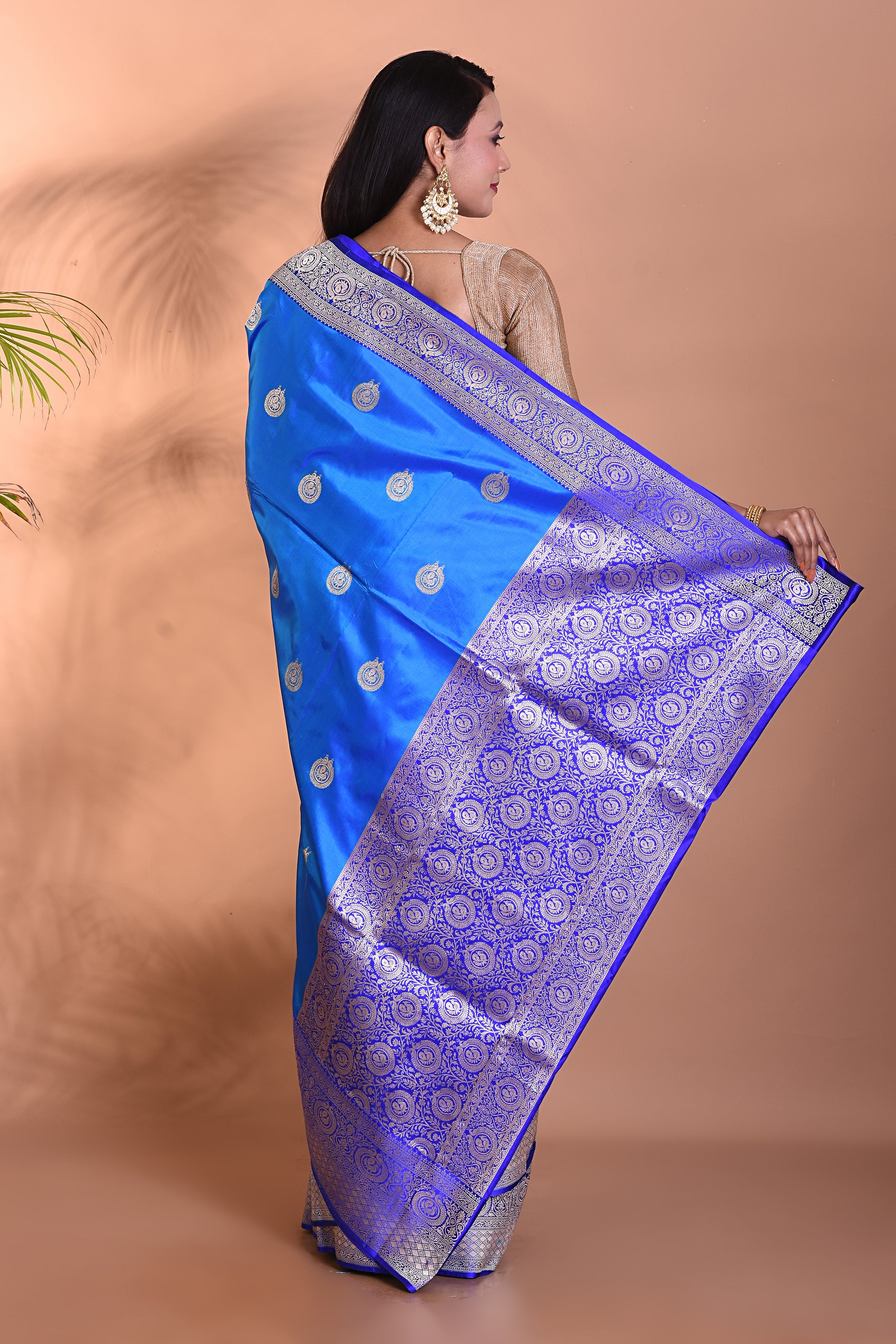 Pure Blue Katan Silk Saree - Keya Seth Exclusive