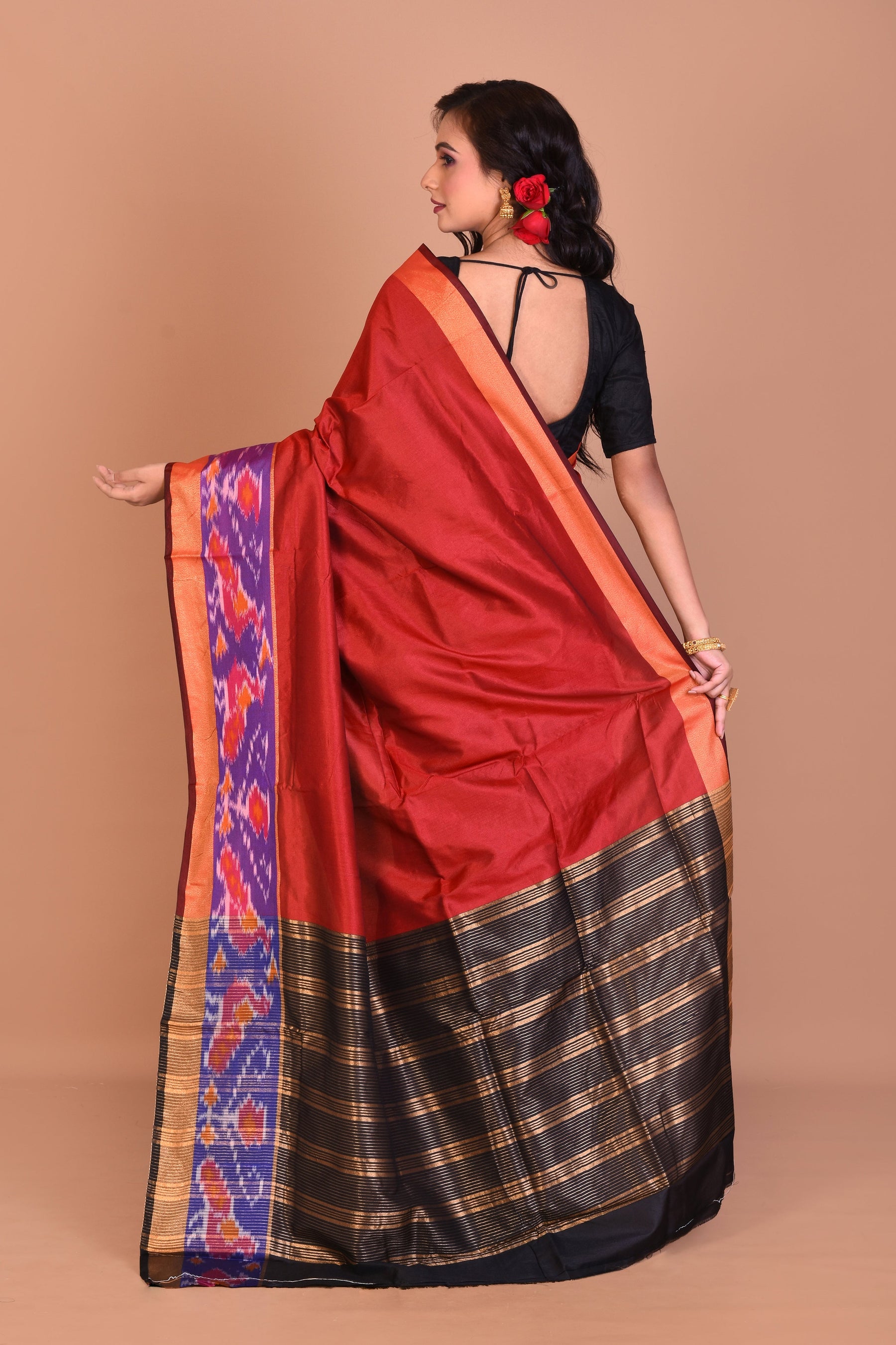 Red Fancy Blended Silk Saree with Blouse Piece - Keya Seth Exclusive