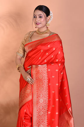 Red Pure Katan Silk Saree - Keya Seth Exclusive