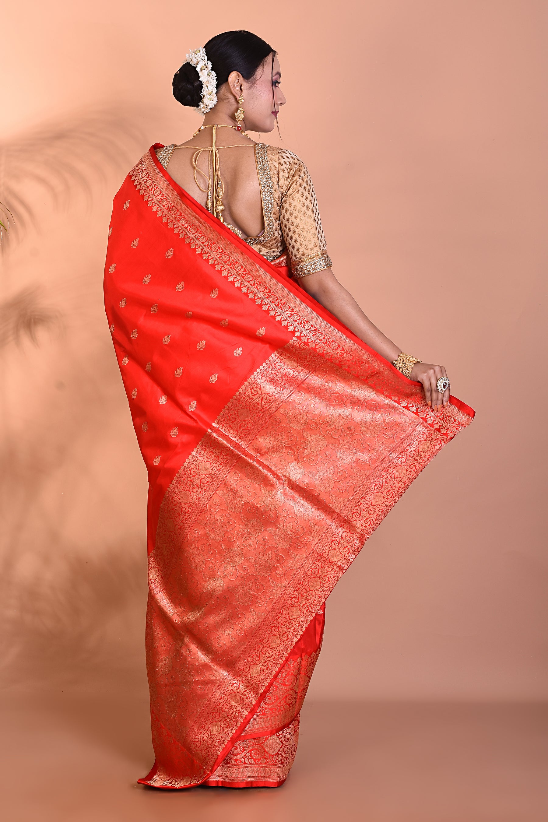 Red Pure Katan Silk Saree - Keya Seth Exclusive