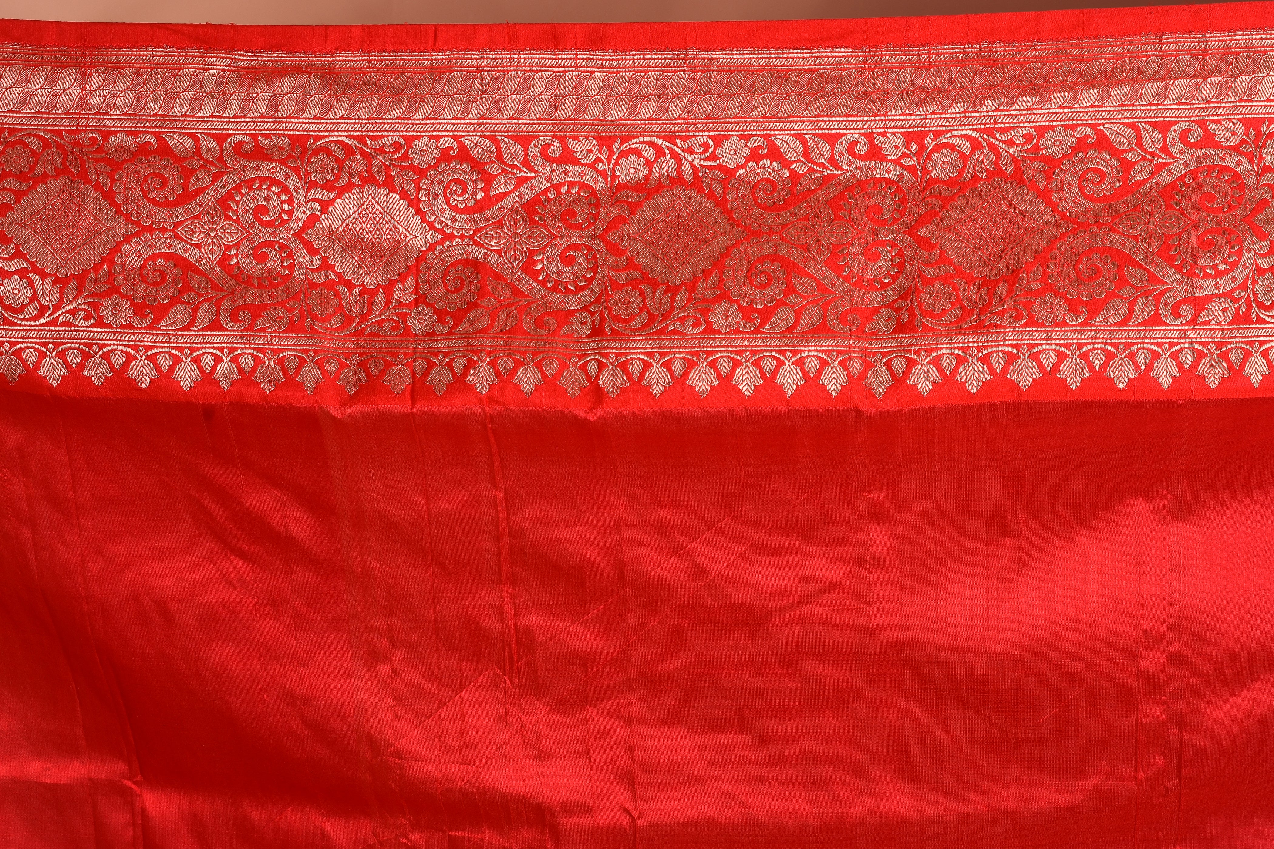 Red Pure Katan Silk Saree - Keya Seth Exclusive