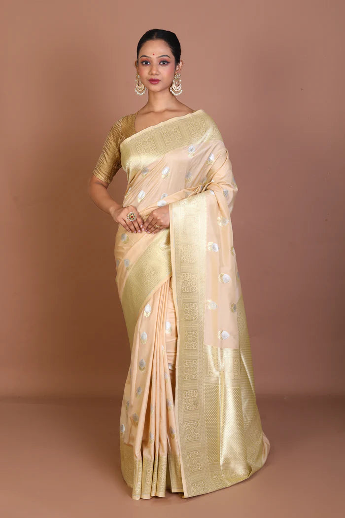 Offwhite Blended Silk Saree - Keya Seth Exclusive