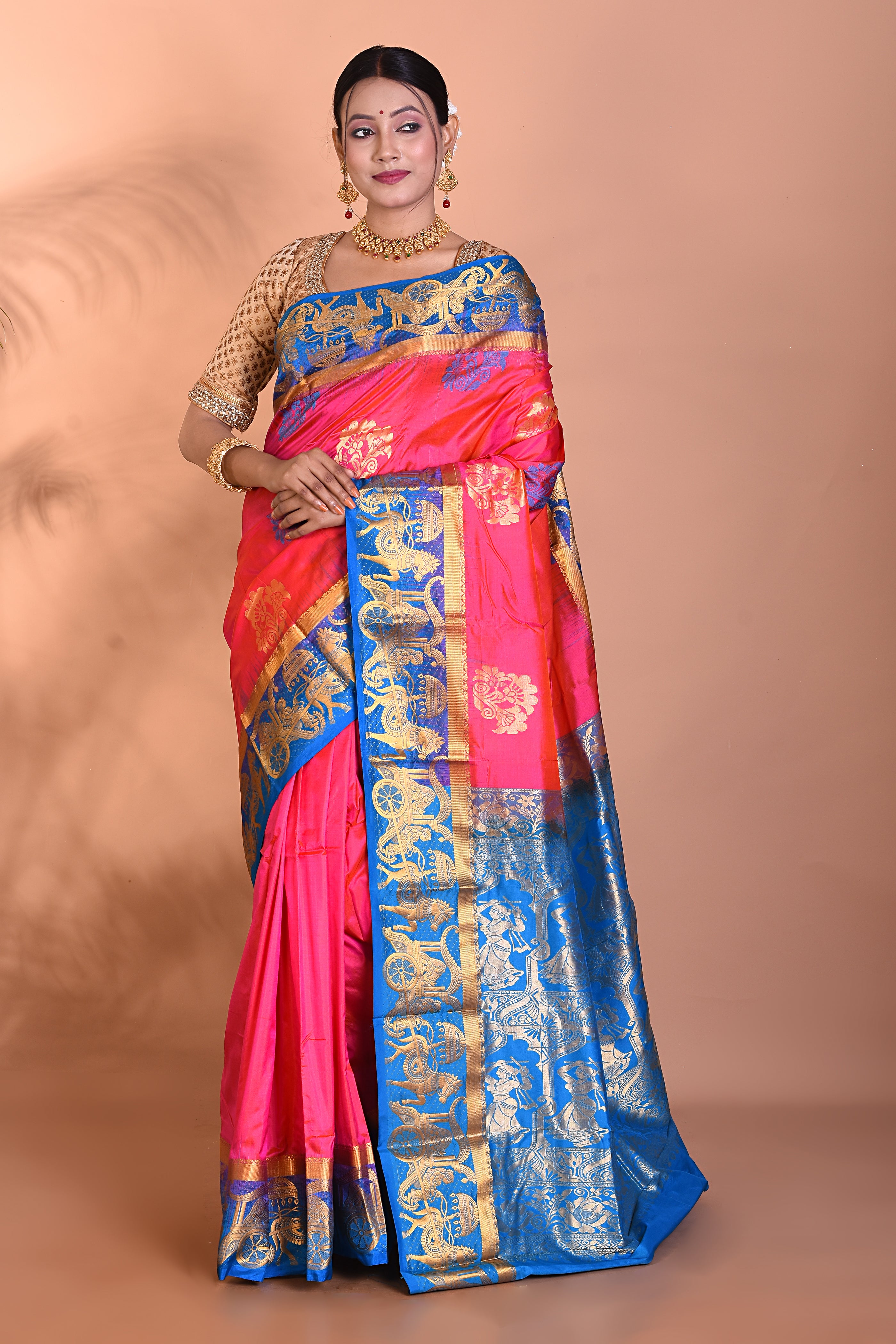 Gorgeous Pink Dual Tone Kanjivaram Saree - Keya Seth Exclusive