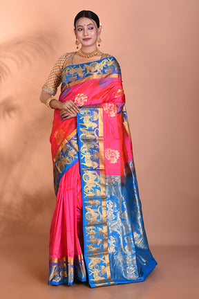 Gorgeous Pink Dual Tone Kanjivaram Saree - Keya Seth Exclusive