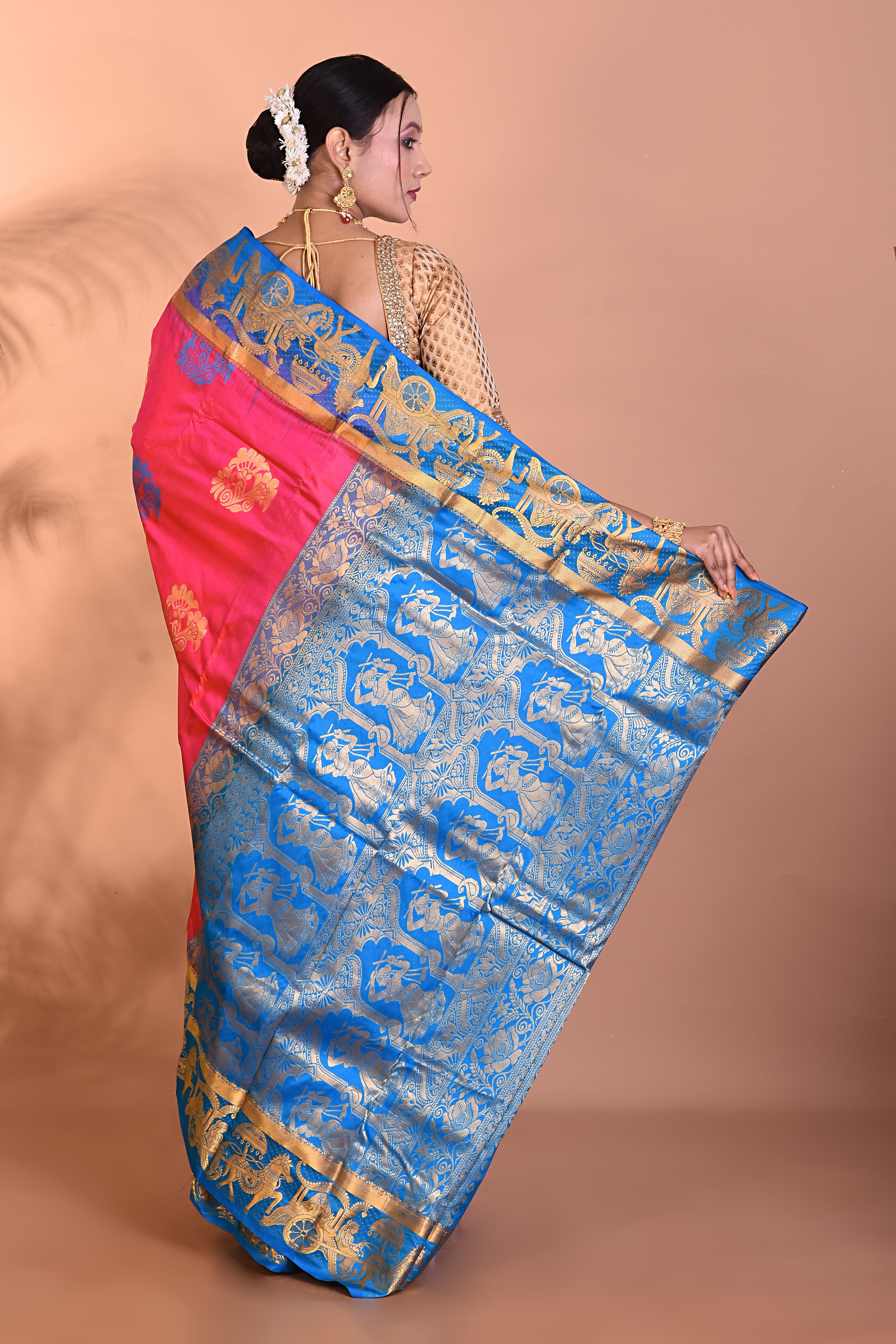 Gorgeous Pink Dual Tone Kanjivaram Saree - Keya Seth Exclusive