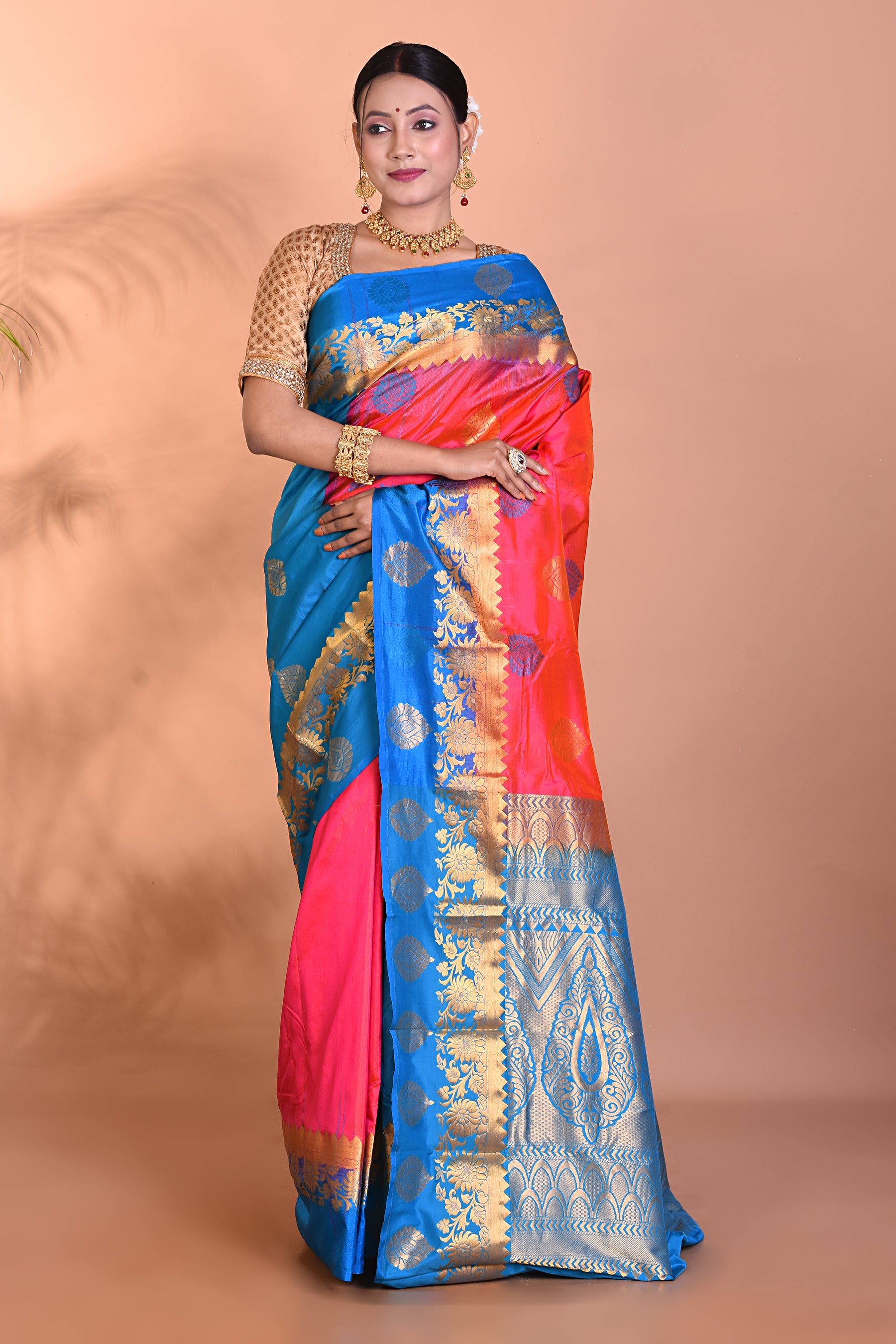 Gorgeous Pink Dual Tone Kanjivaram Saree - Keya Seth Exclusive