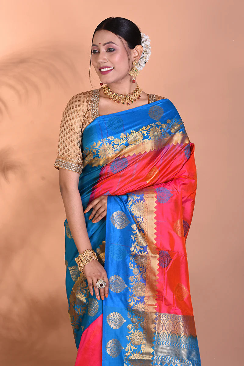 Gorgeous Pink Dual Tone Kanjivaram Saree - Keya Seth Exclusive