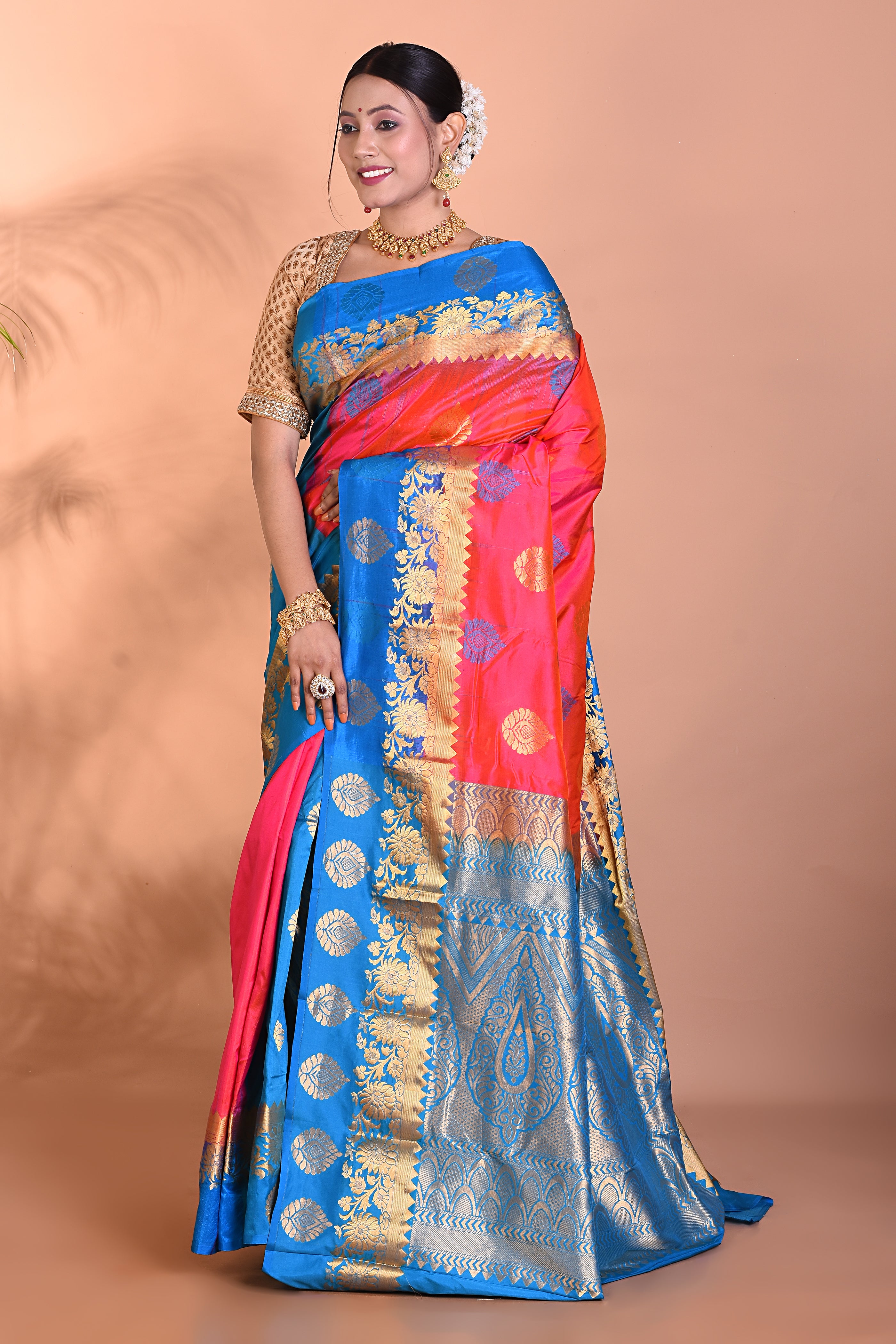 Gorgeous Pink Dual Tone Kanjivaram Saree - Keya Seth Exclusive