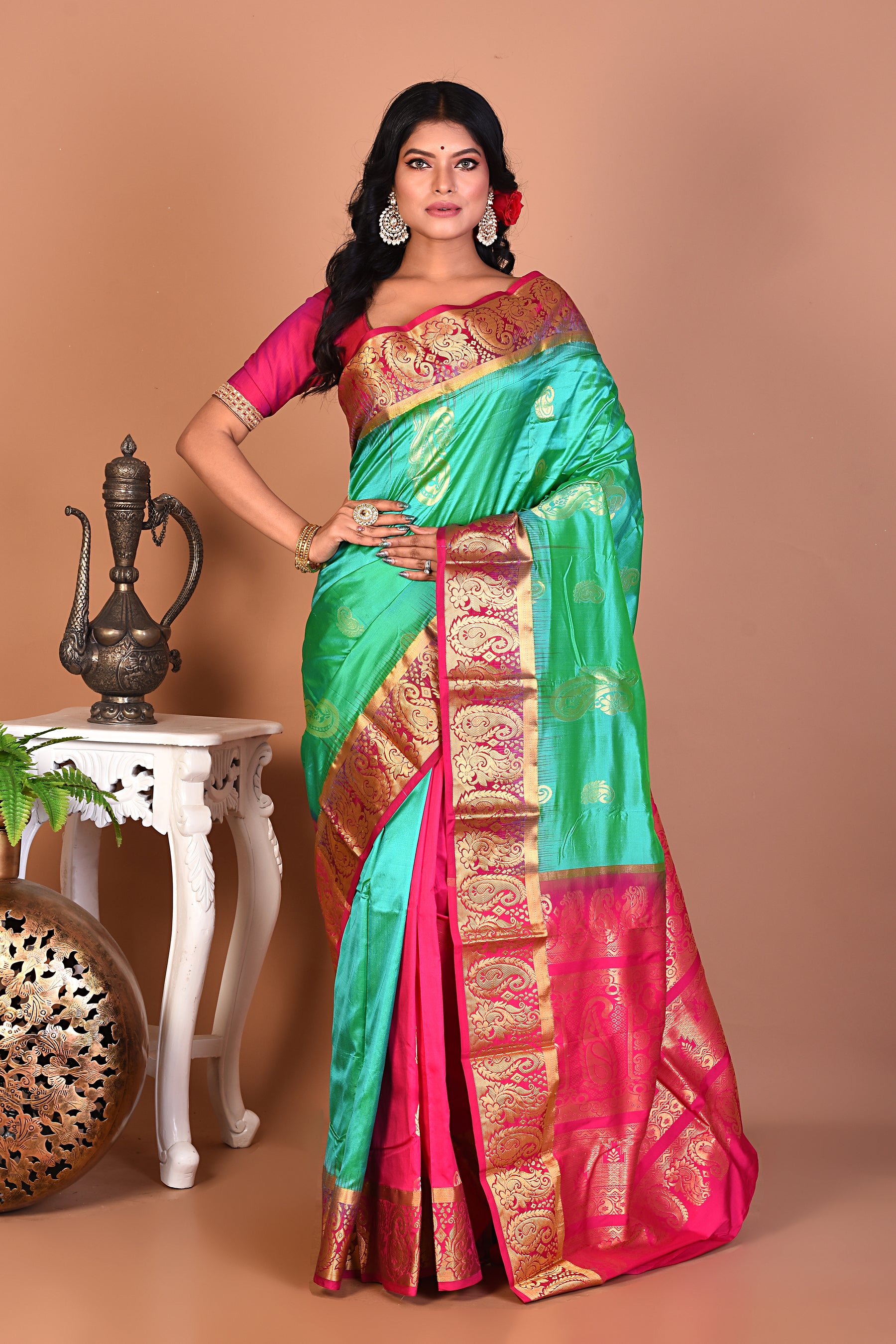 Gorgeous Light Green Patli Pallu Kanjivaram Saree - Keya Seth Exclusive