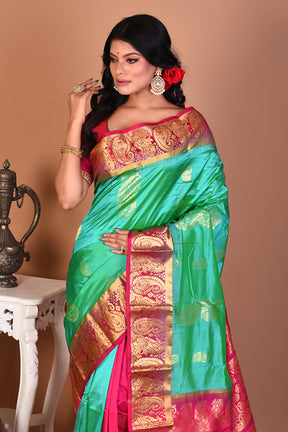 Gorgeous Light Green Patli Pallu Kanjivaram Saree - Keya Seth Exclusive