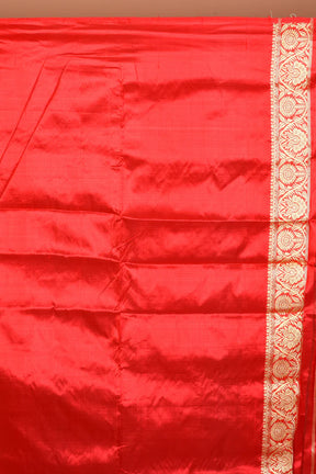 Red Pure Silk Saree with Blouse Piece - Keya Seth Exclusive