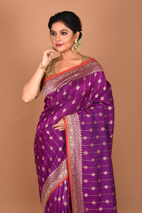 Purple Semi Katan Saree - Keya Seth Exclusive