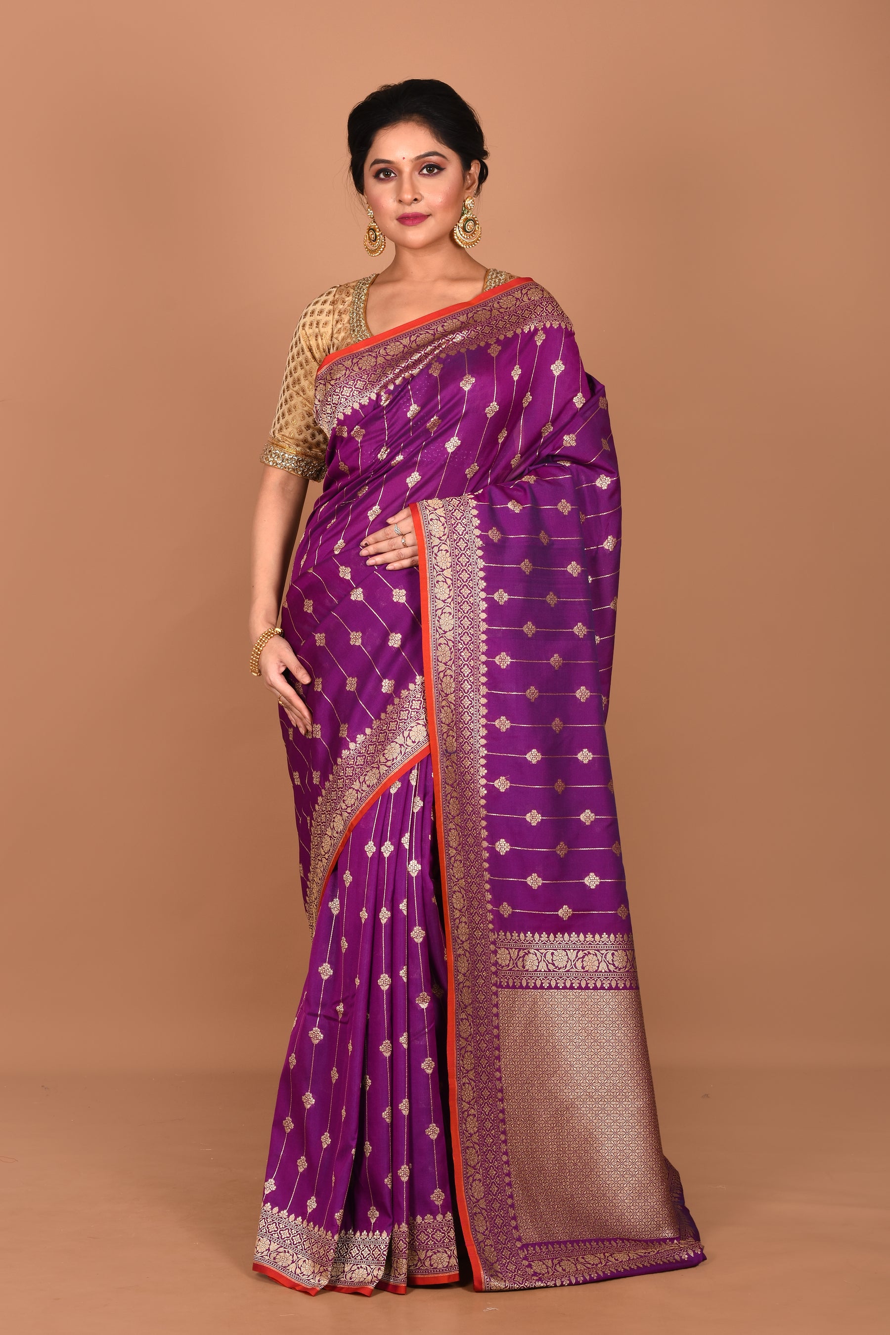 Purple Semi Katan Saree - Keya Seth Exclusive