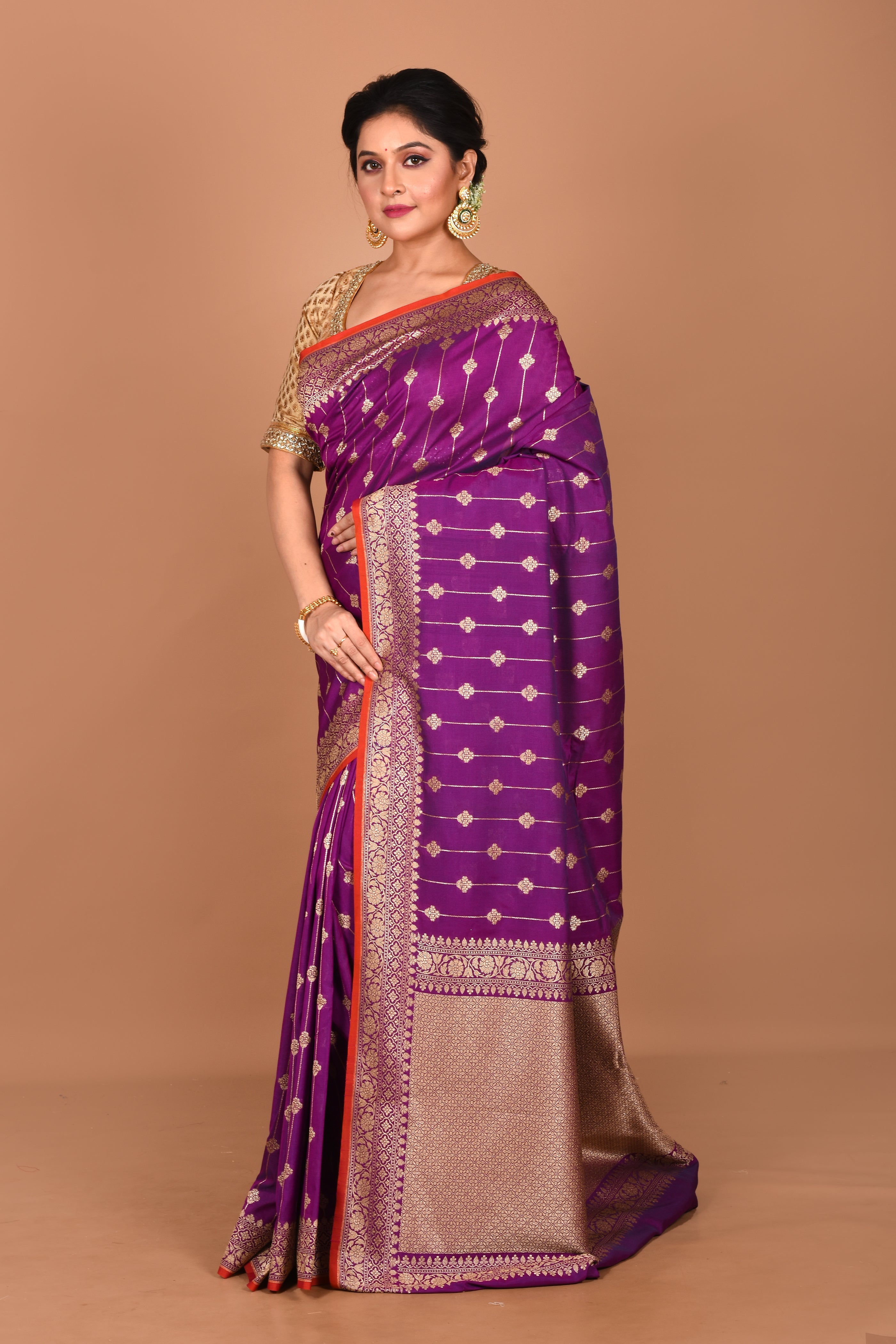 Purple Semi Katan Saree - Keya Seth Exclusive