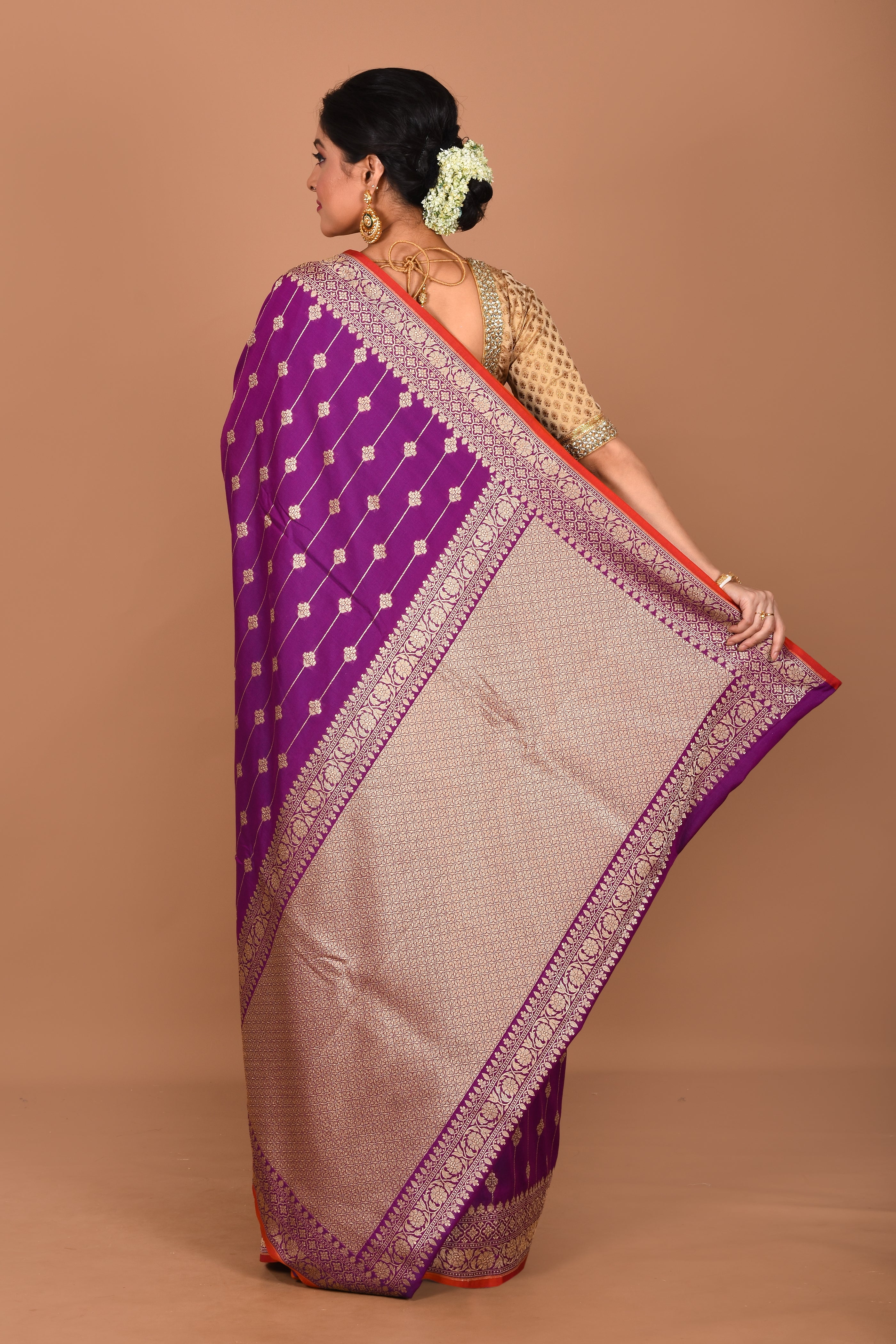 Purple Semi Katan Saree - Keya Seth Exclusive