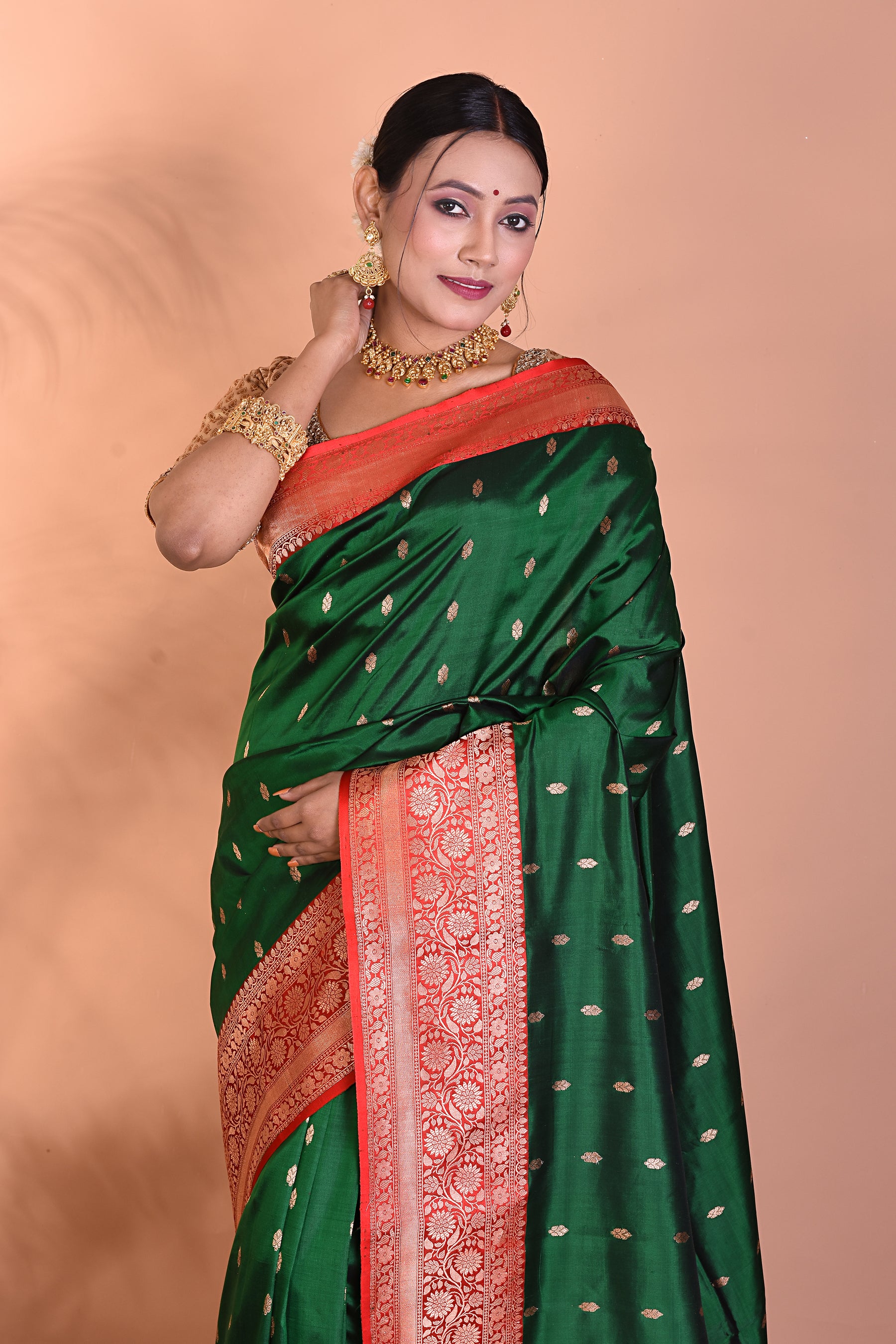 Green Pure Katan Silk Saree - Keya Seth Exclusive