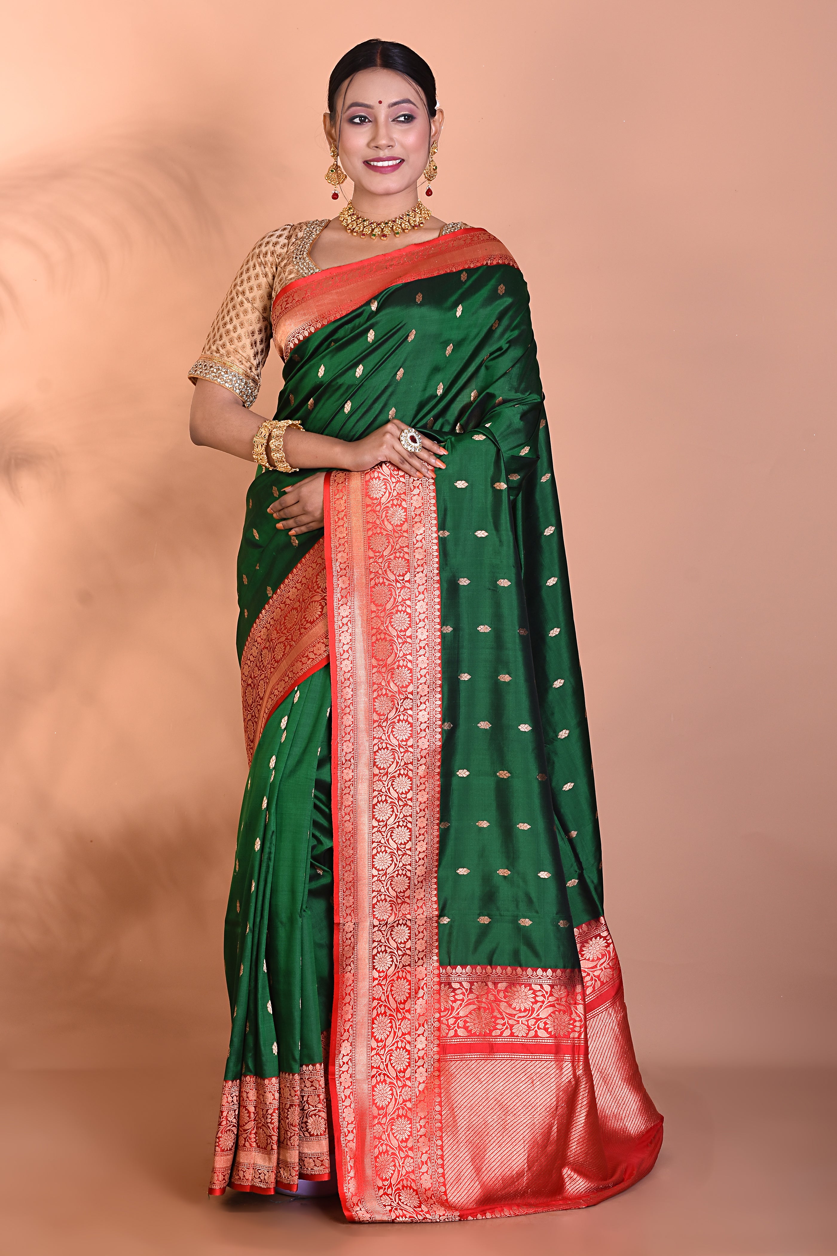 Green Pure Katan Silk Saree - Keya Seth Exclusive