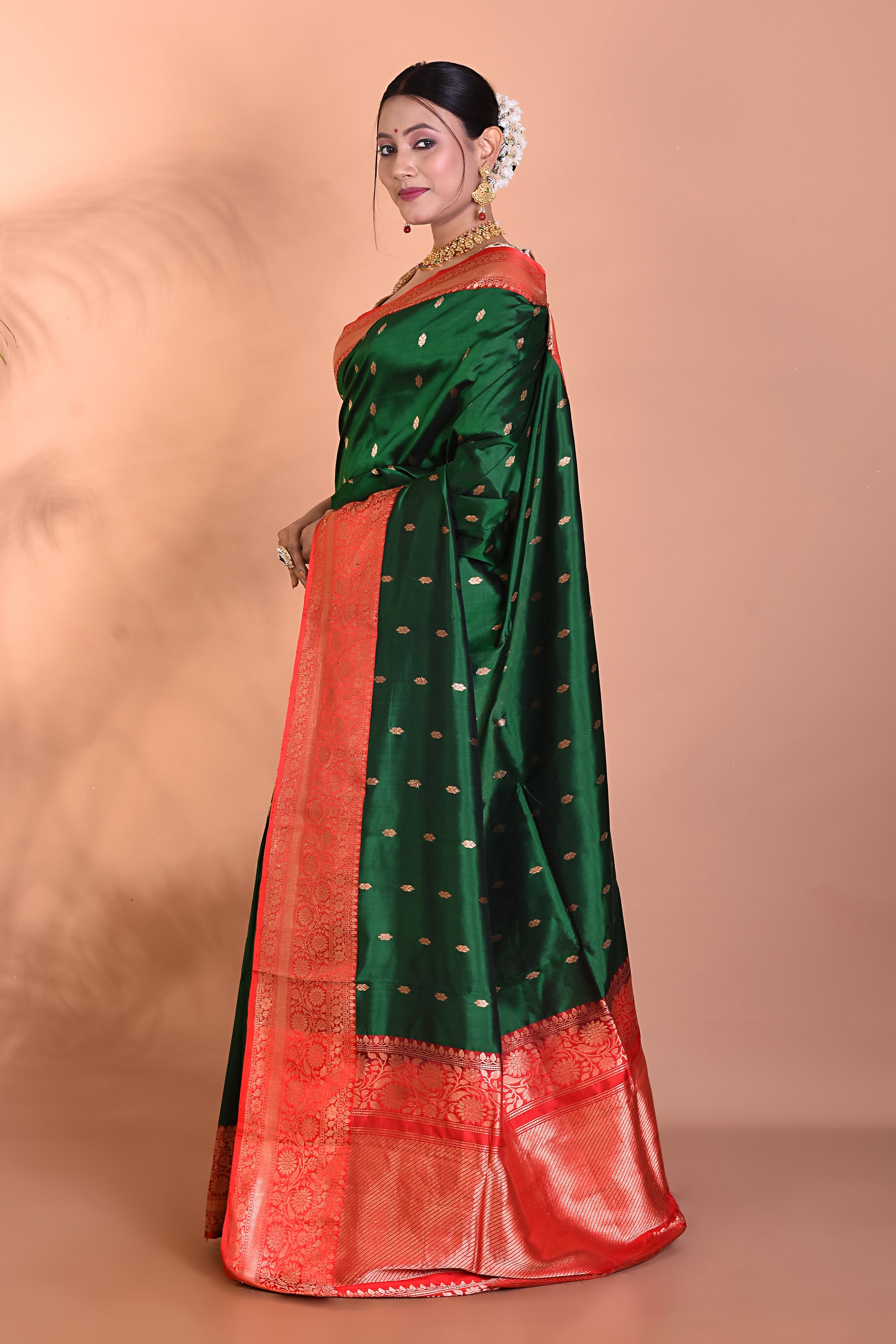 Green Pure Katan Silk Saree - Keya Seth Exclusive