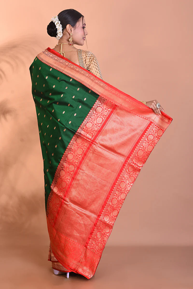 Green Pure Katan Silk Saree - Keya Seth Exclusive