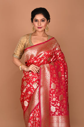 Pink Semi Katan Saree - Keya Seth Exclusive