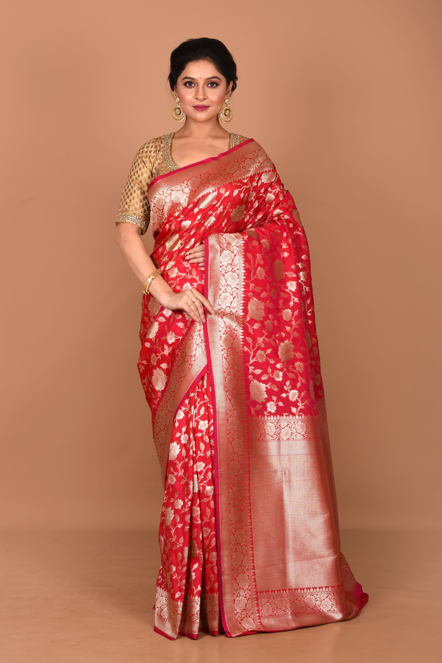 Pink Semi Katan Saree - Keya Seth Exclusive