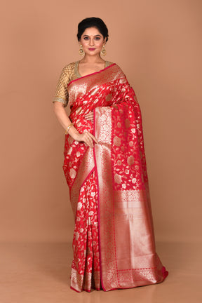 Pink Semi Katan Saree - Keya Seth Exclusive