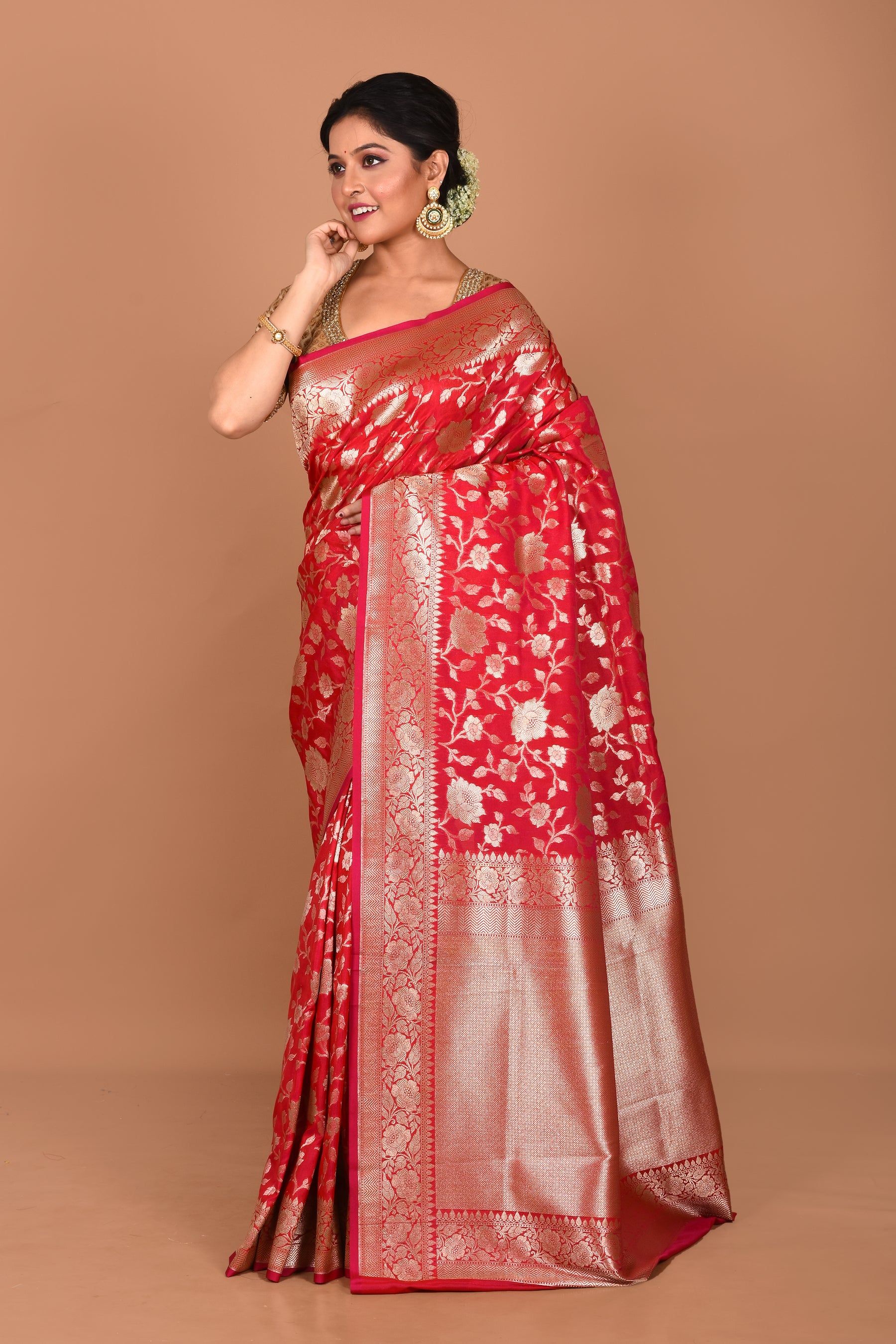 Pink Semi Katan Saree - Keya Seth Exclusive