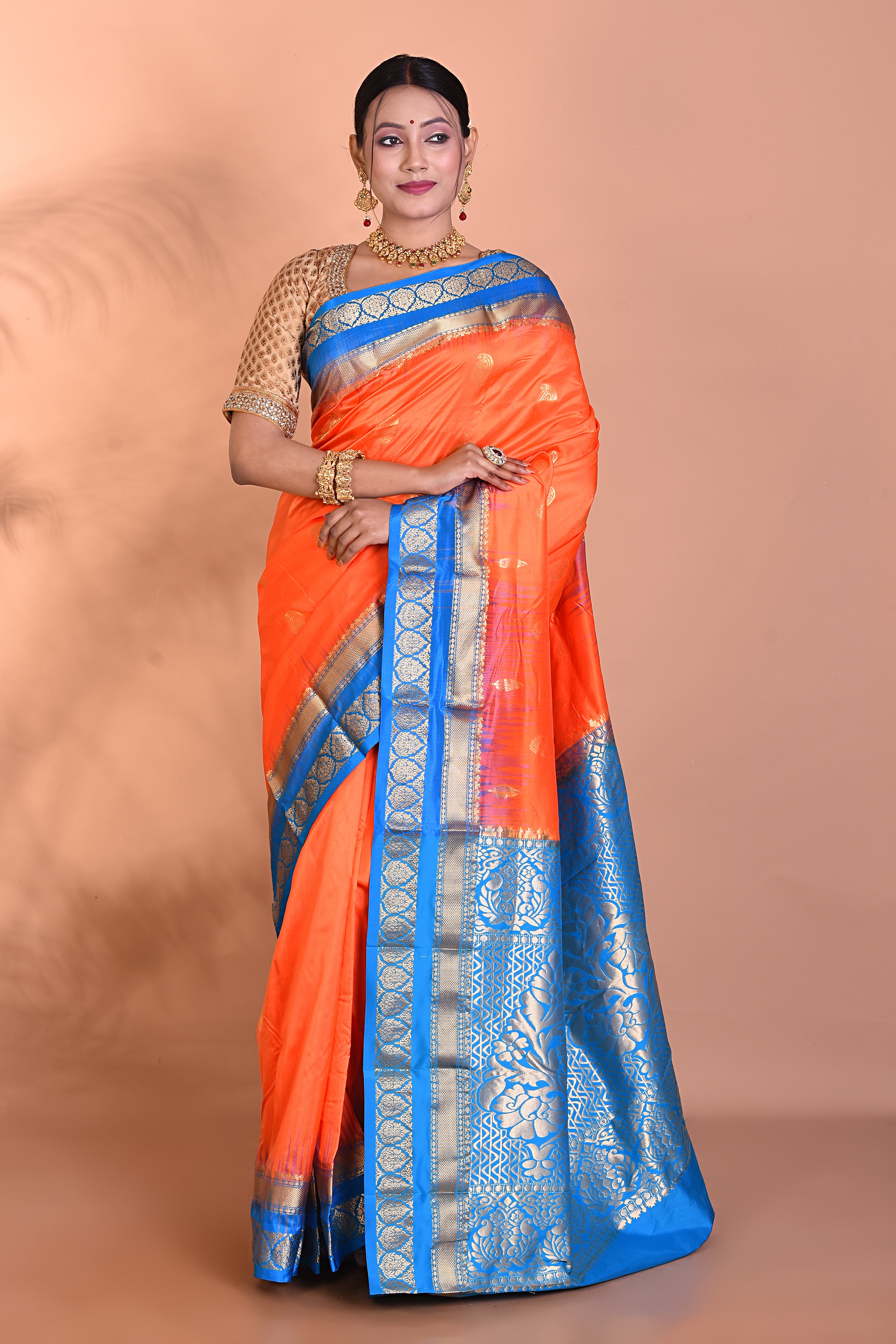 Gorgeous Orange Kanjivaram Saree - Keya Seth Exclusive