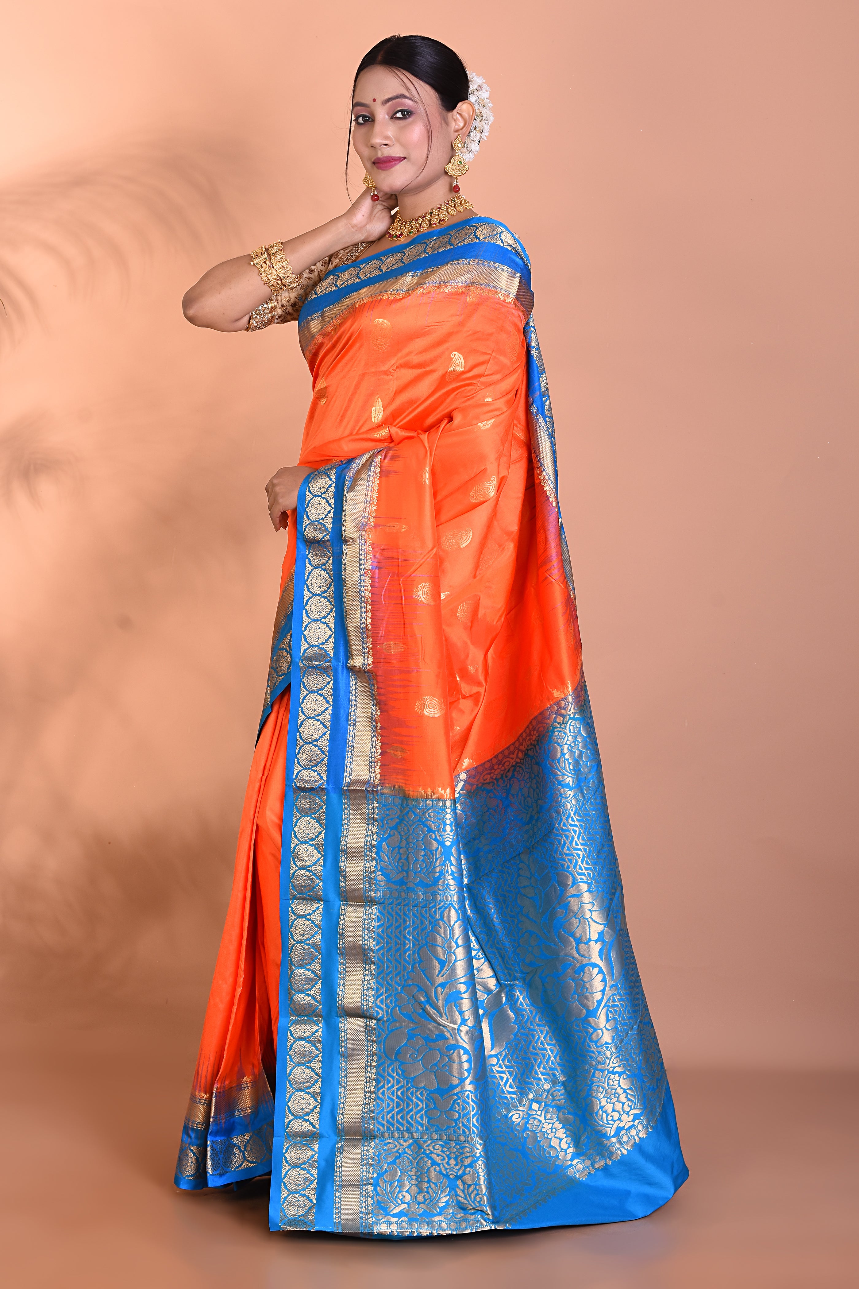 Gorgeous Orange Kanjivaram Saree - Keya Seth Exclusive