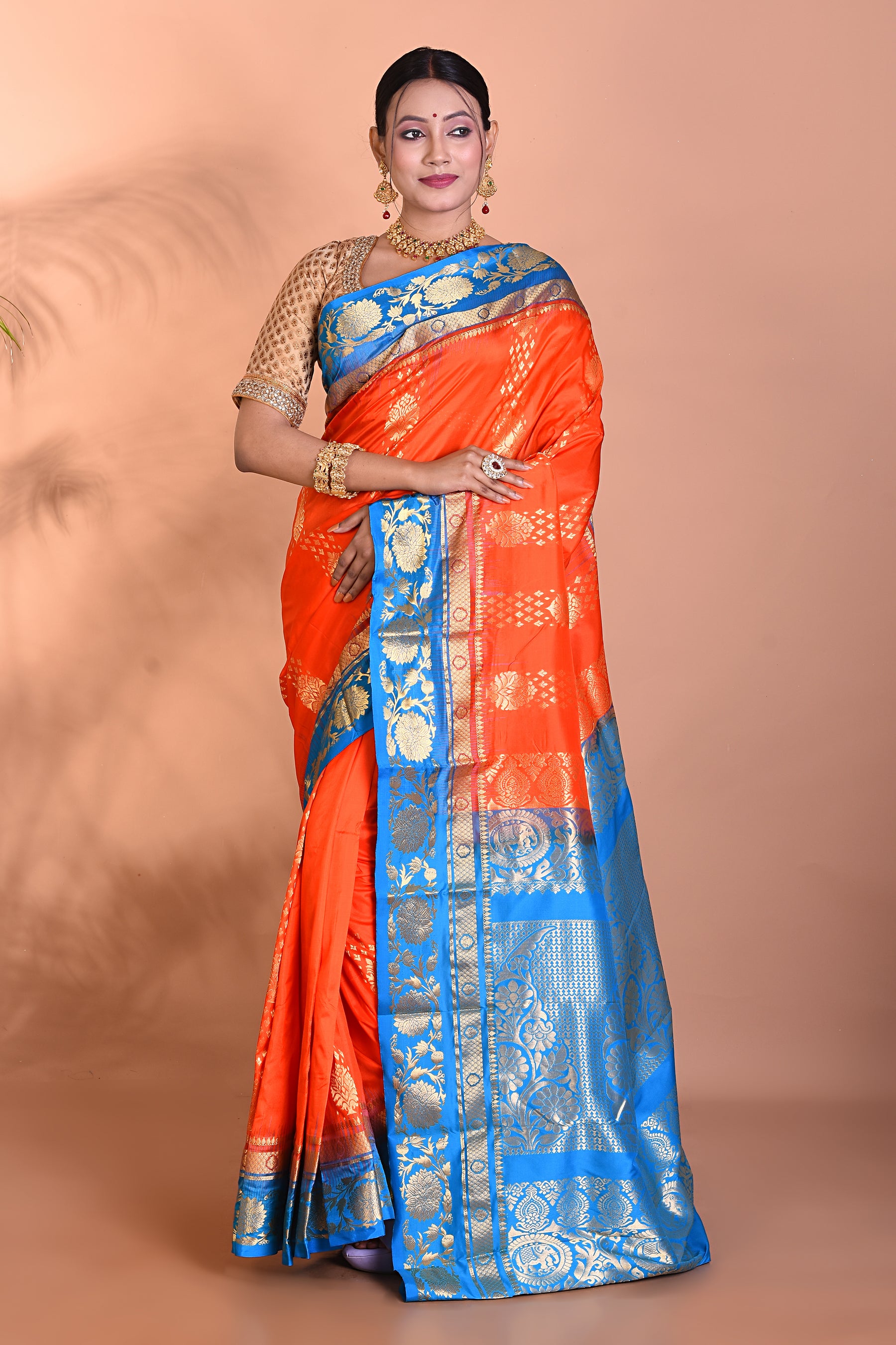 Gorgeous Orange Kanjivaram Saree - Keya Seth Exclusive