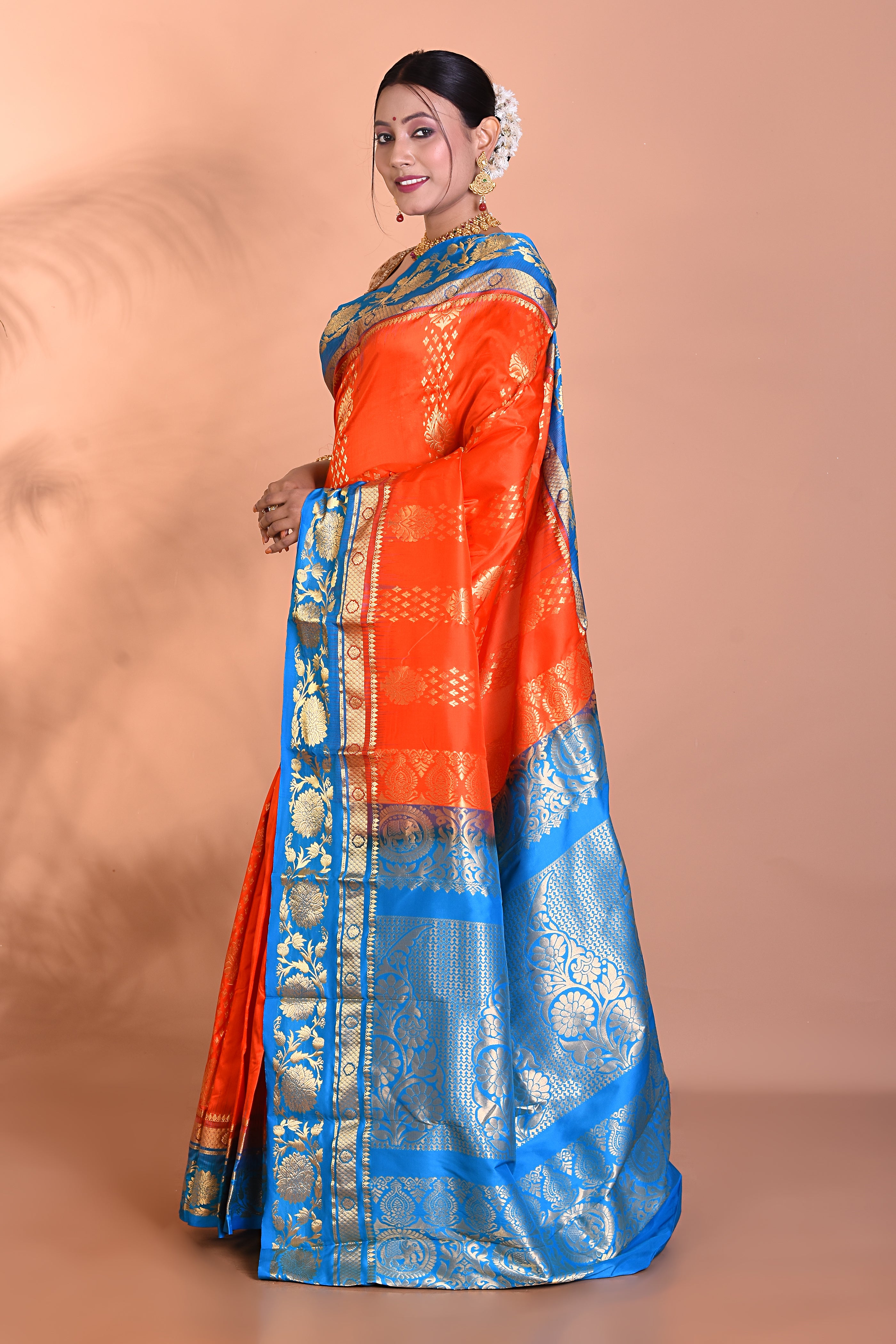 Gorgeous Orange Kanjivaram Saree - Keya Seth Exclusive