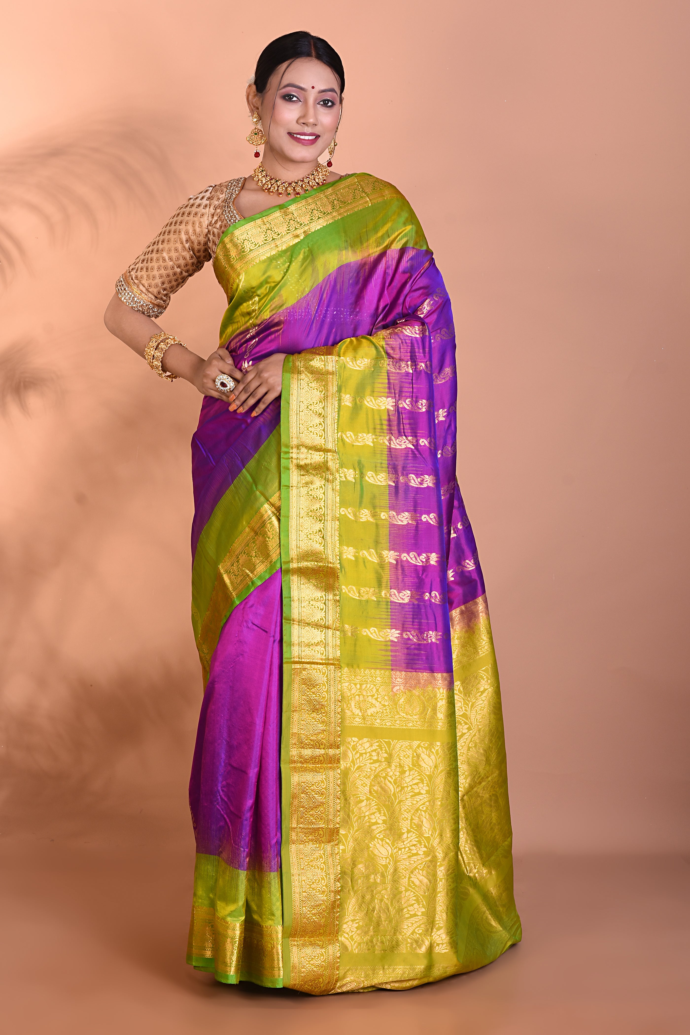 Gorgeous Violet Kanjivaram Saree - Keya Seth Exclusive