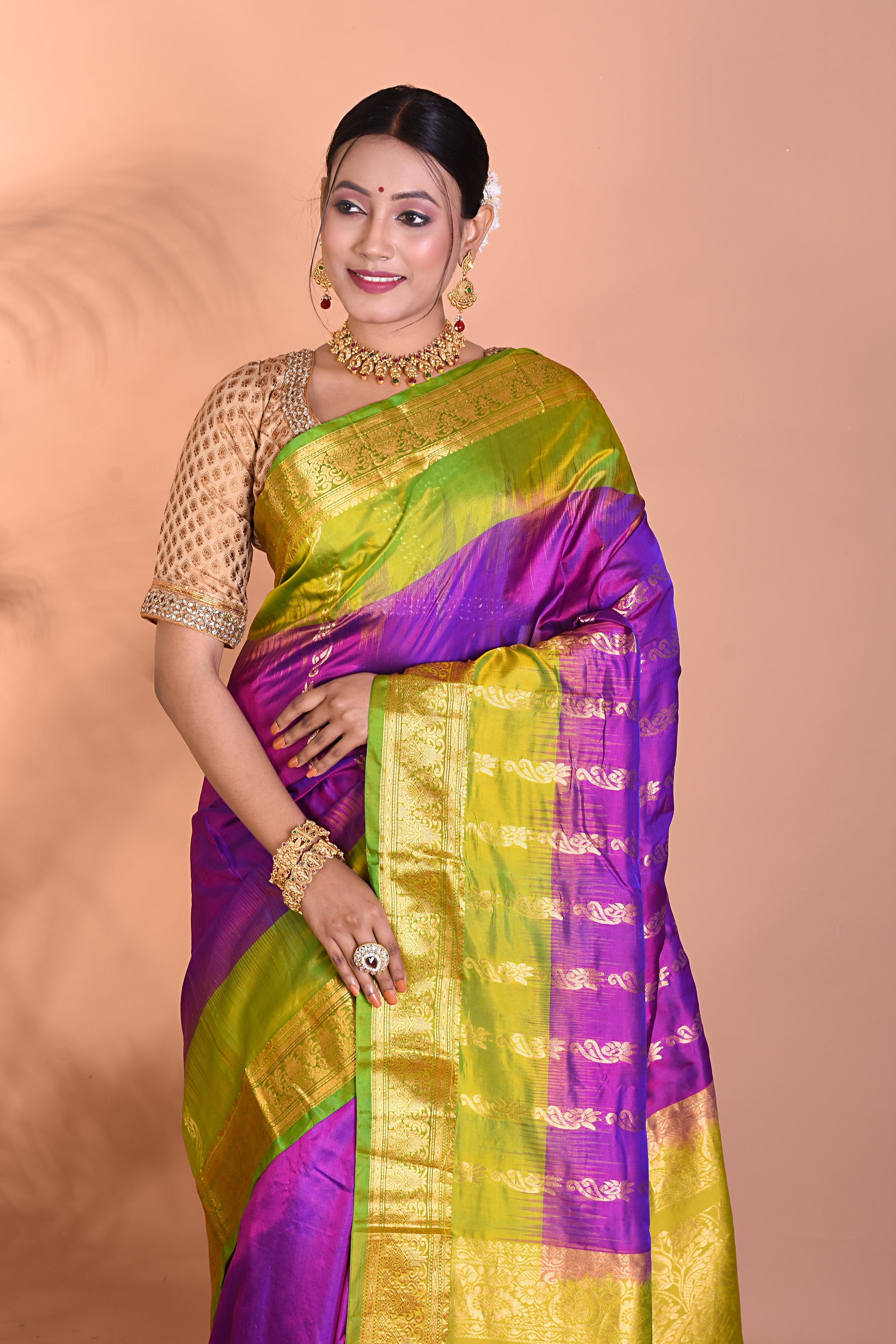 Gorgeous Violet Kanjivaram Saree - Keya Seth Exclusive