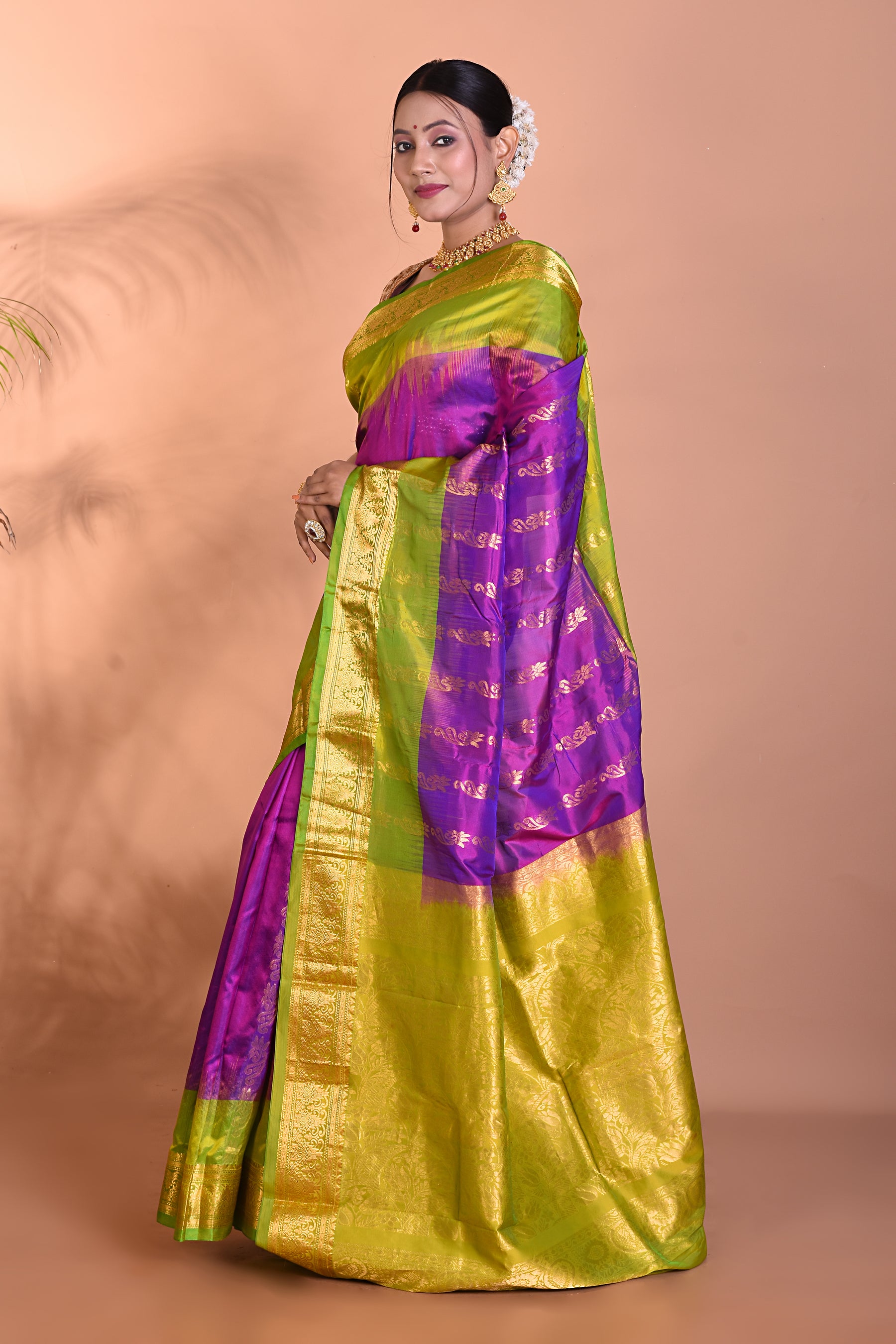 Gorgeous Violet Kanjivaram Saree - Keya Seth Exclusive