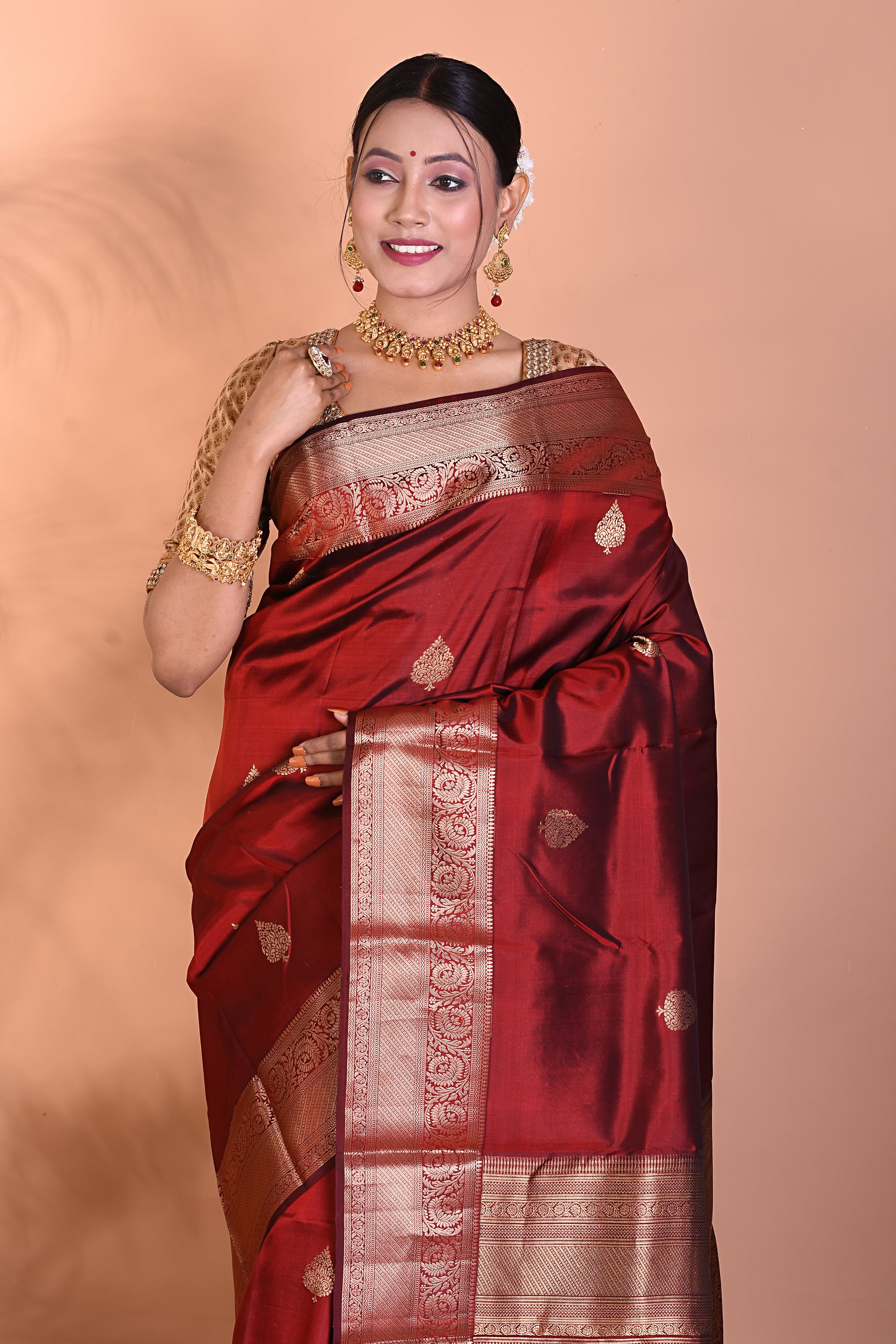 Elegant Maroon Kanjivaram Saree - Keya Seth Exclusive