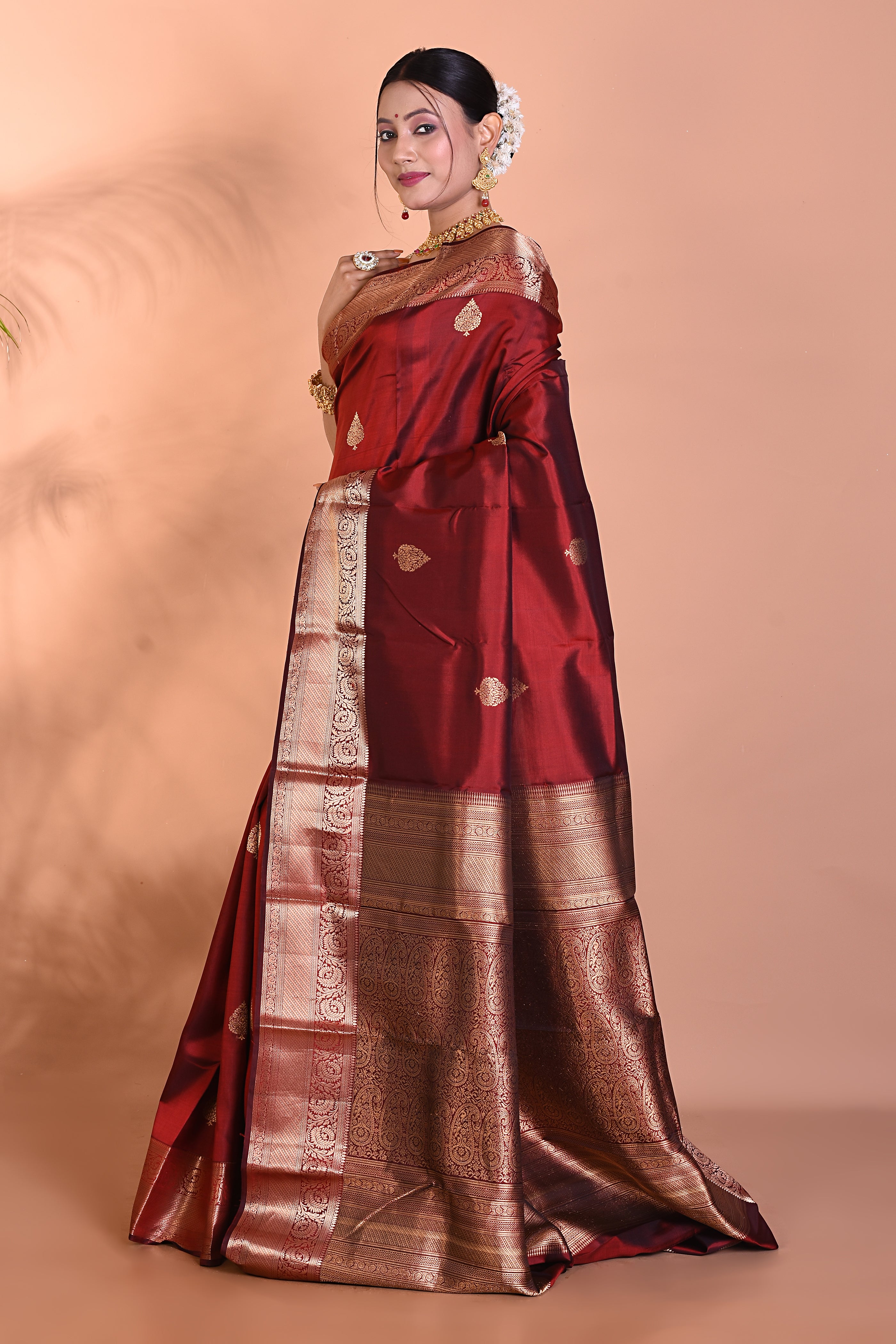 Elegant Maroon Kanjivaram Saree - Keya Seth Exclusive